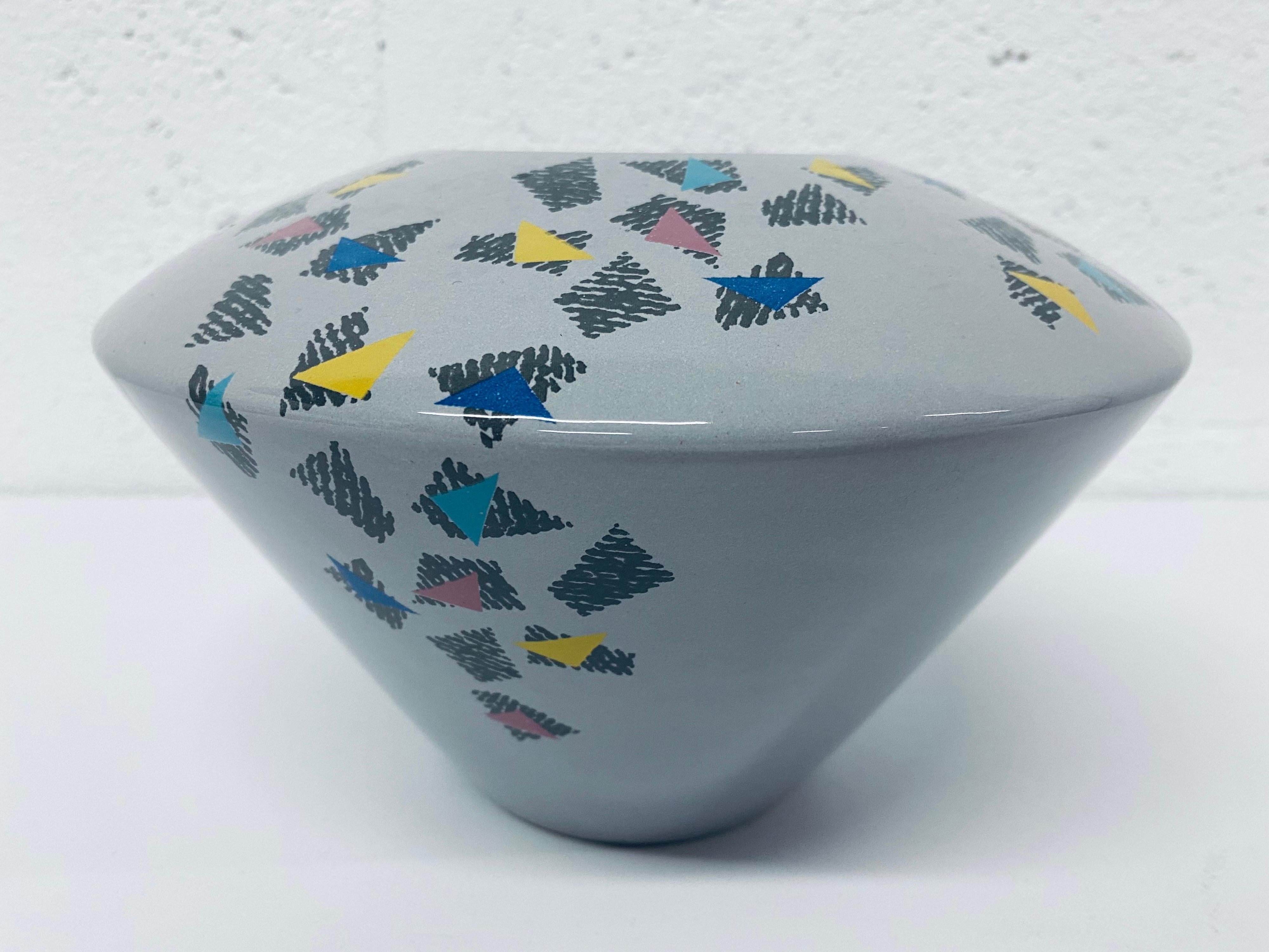 Italian Postmodern Geometric Ceramic Vase Signed Baldelli For Sale