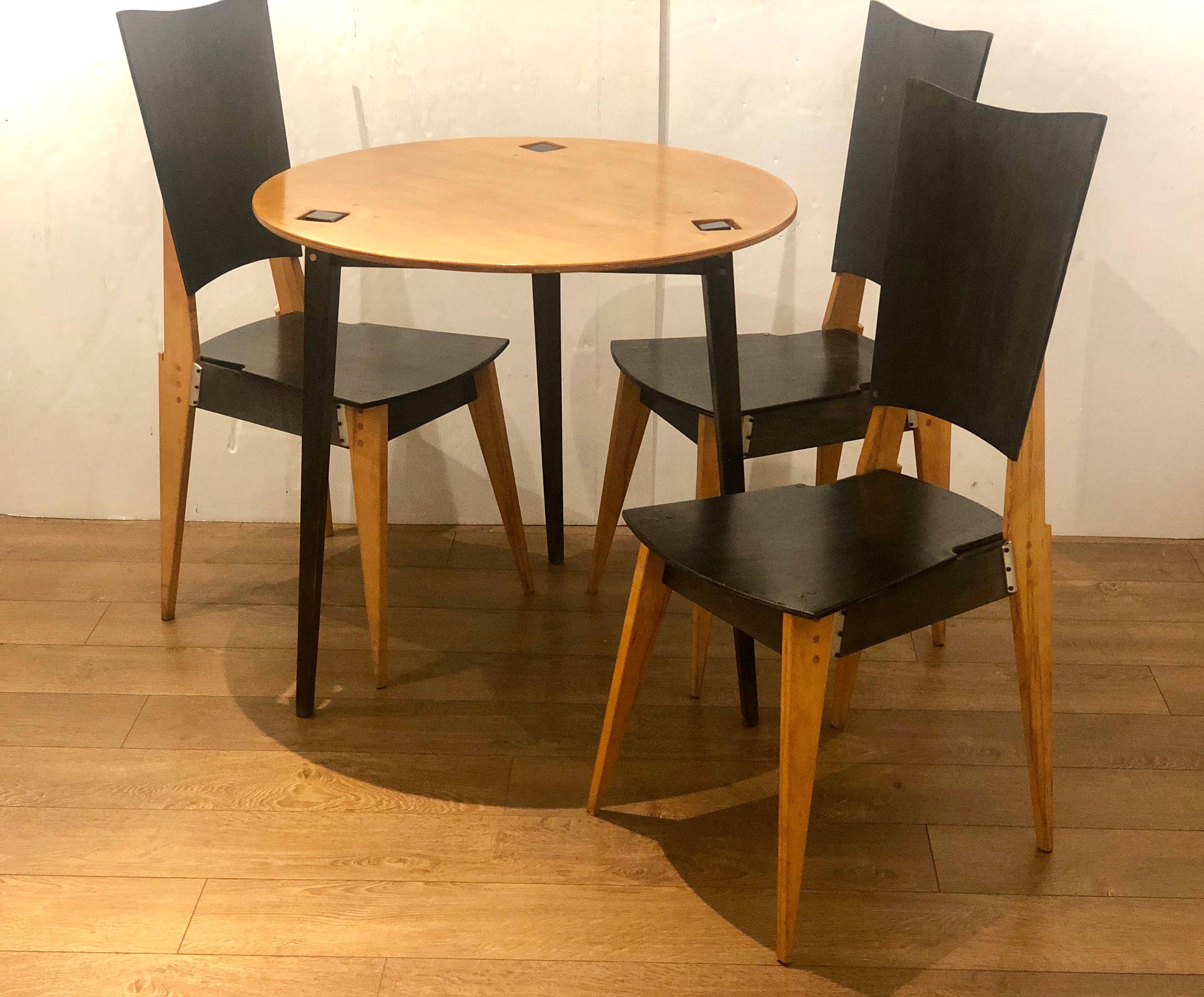 Plywood Postmoden Rare Dinette Set by Randy Castellan for Makea Studio Signed For Sale