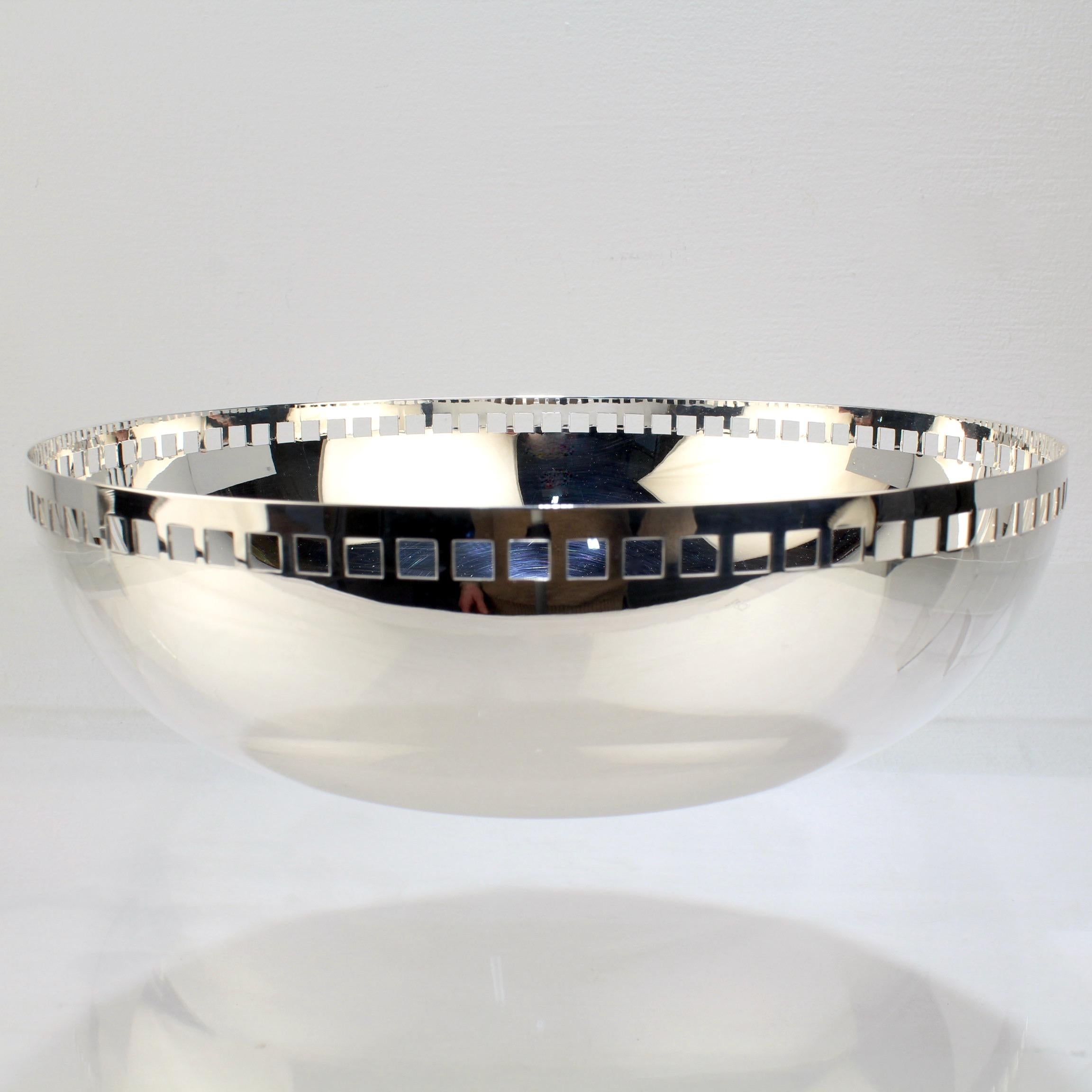 modern silver fruit bowl