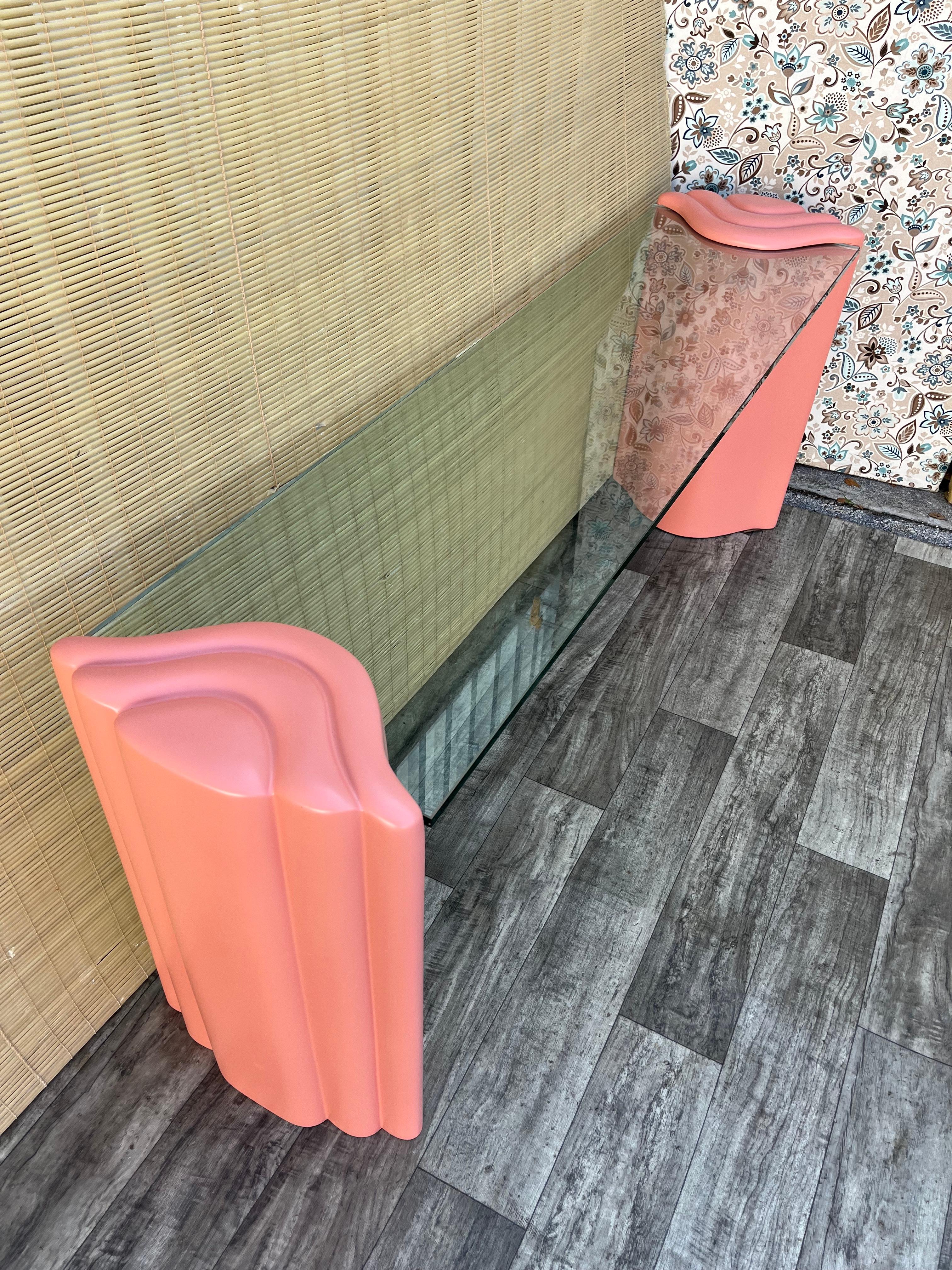 Postmodern 1980s Art Deco Revival Style Console/ Entry Table. Circa 1980s For Sale 11