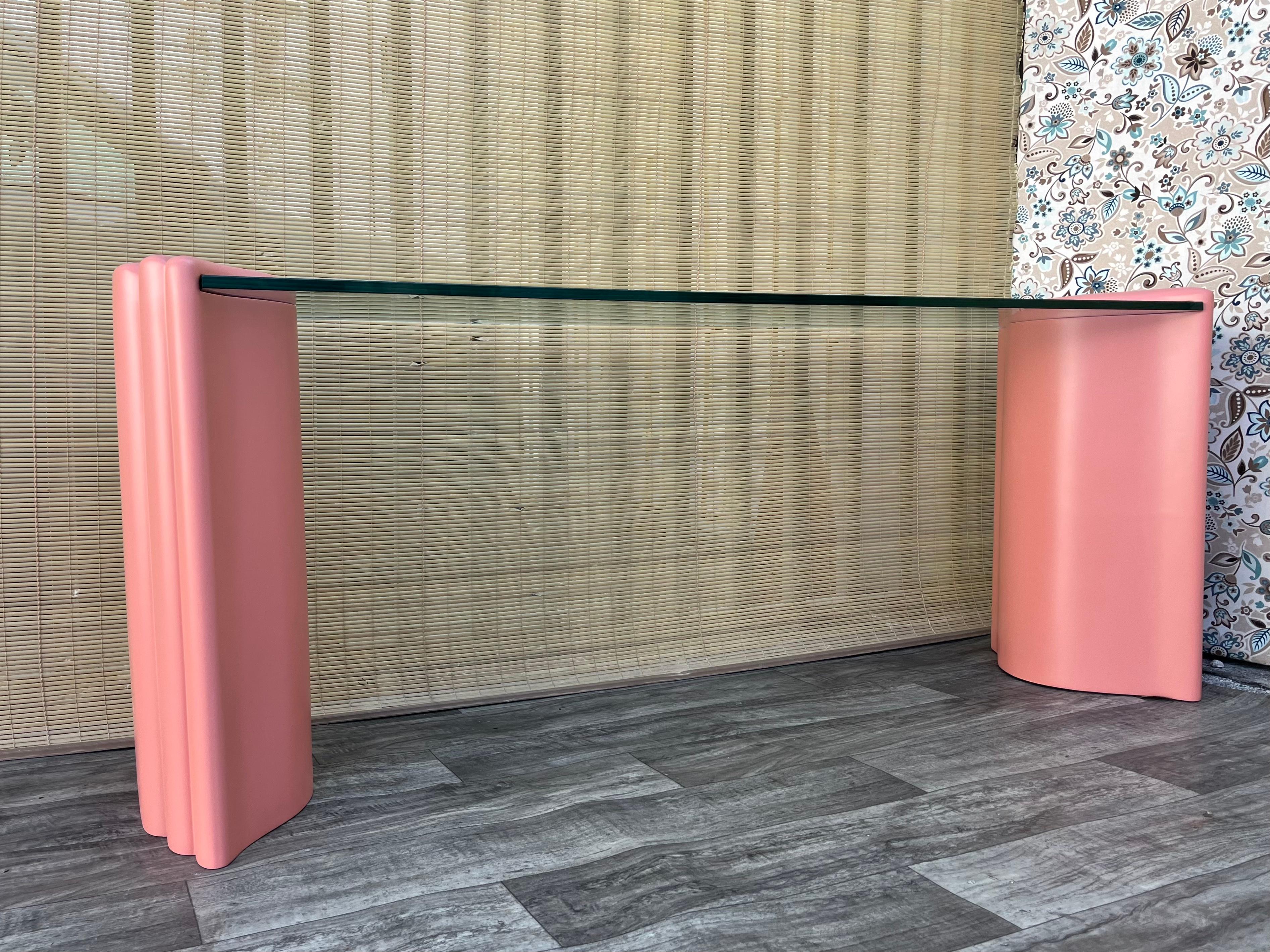 Molded Postmodern 1980s Art Deco Revival Style Console/ Entry Table. Circa 1980s For Sale