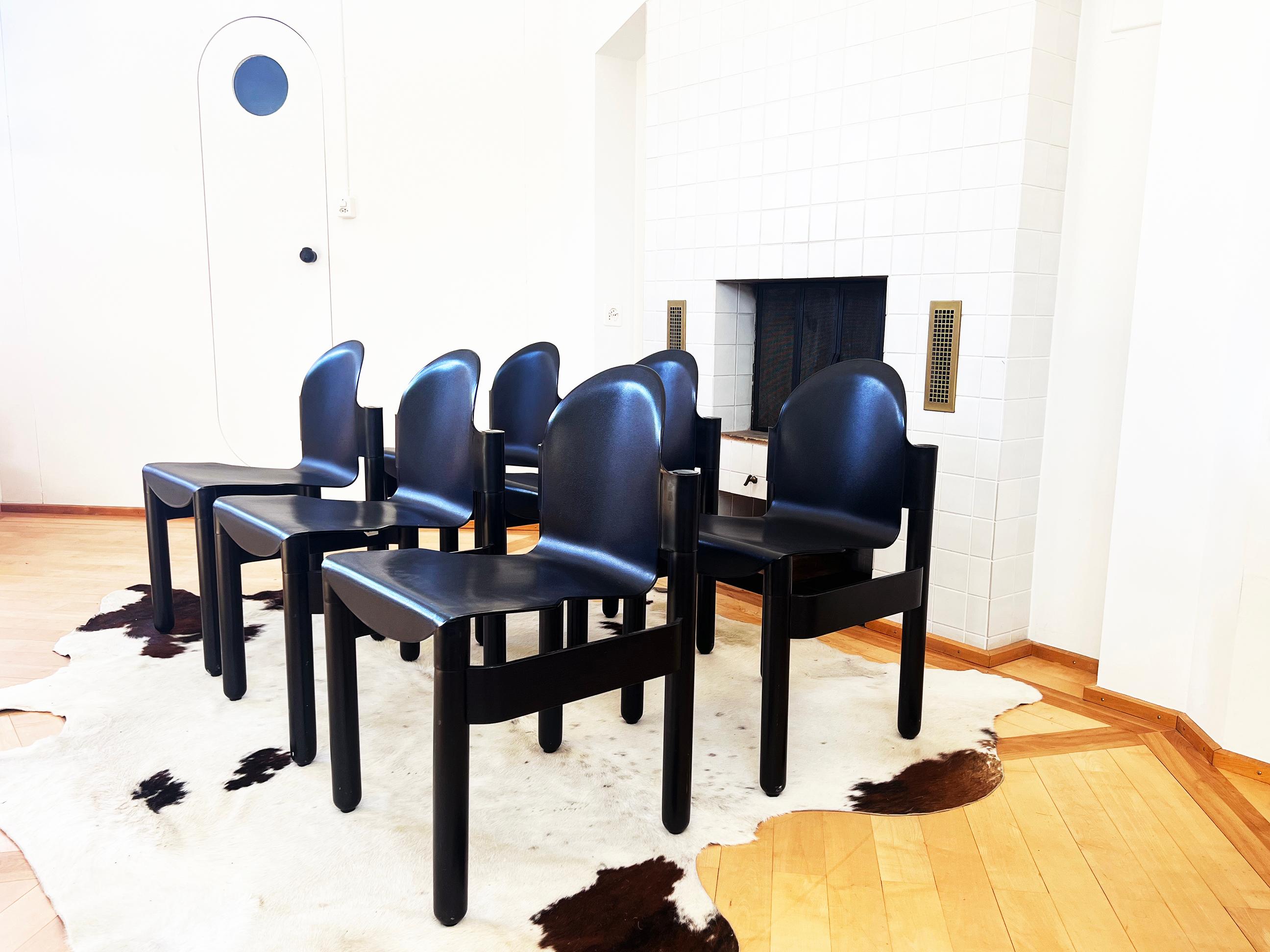 German Postmodern 1980s Flex 2000 Stacking Chairs by Gerd Lange for Thonet, Solid Black For Sale