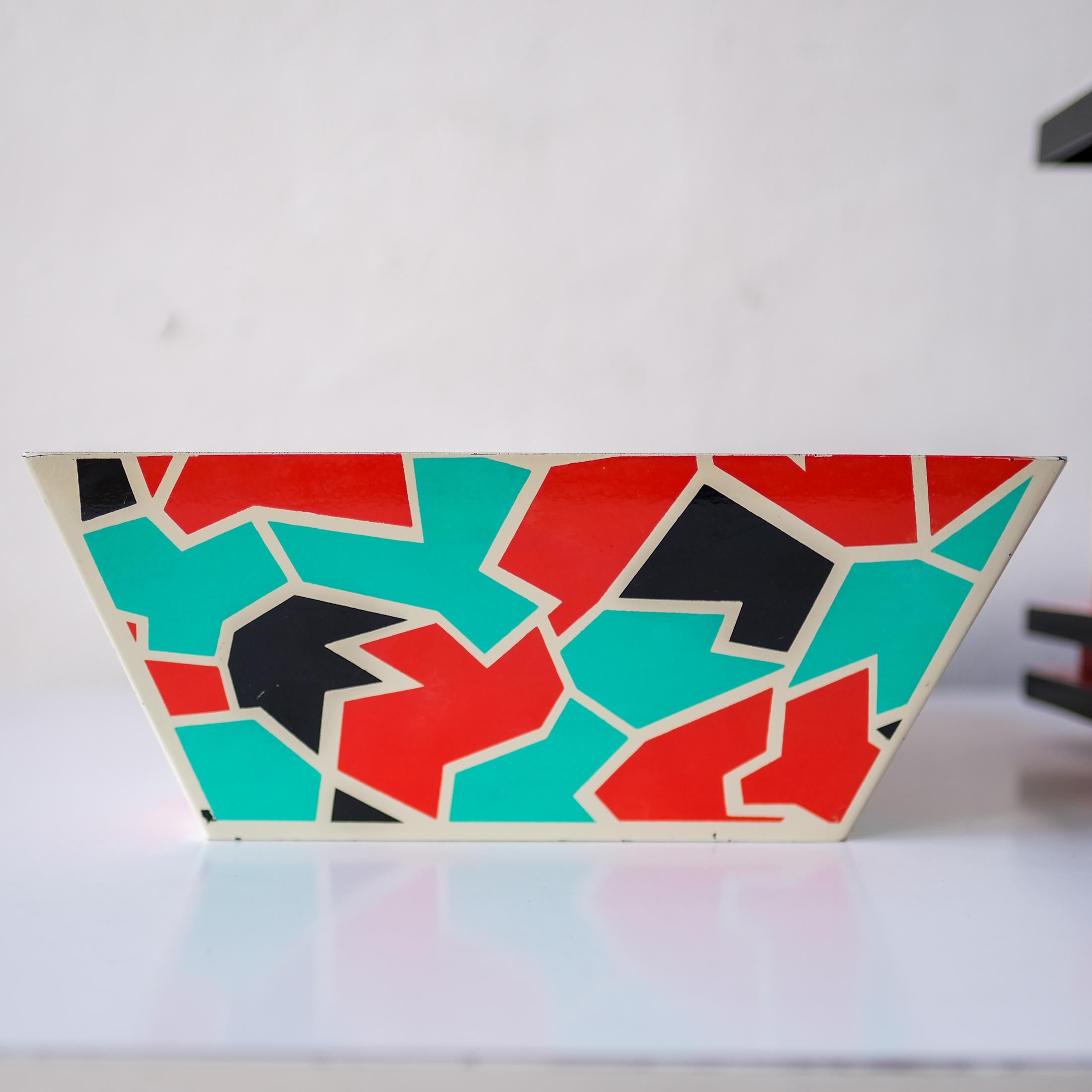 Postmodern 1980's Memphis Milano Lacquer Ice Bucket and Bowl 11