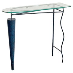 Postmodern 1980s Painted Metal and Glass Wall Mounted Console Table