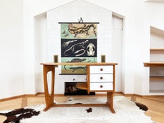 Postmodern 1980s Pine Wood writing Desk in the style of Guillerme & Chambron