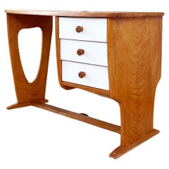Vintage Postmodern 1980s Pine Wood writing Desk in the style of Guillerme & Chambron 