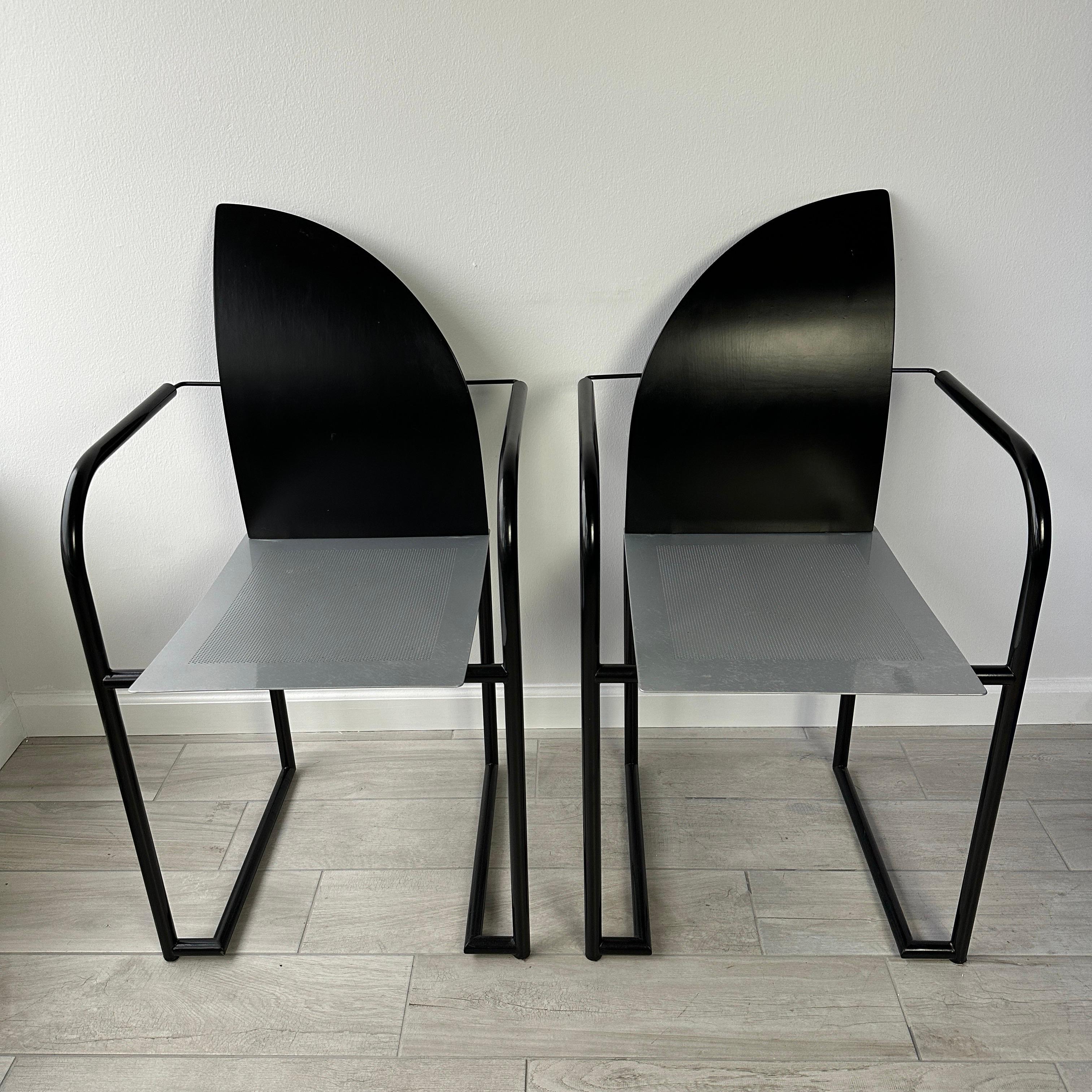 Postmodern 1980s Steel and Wood Side Chairs 3