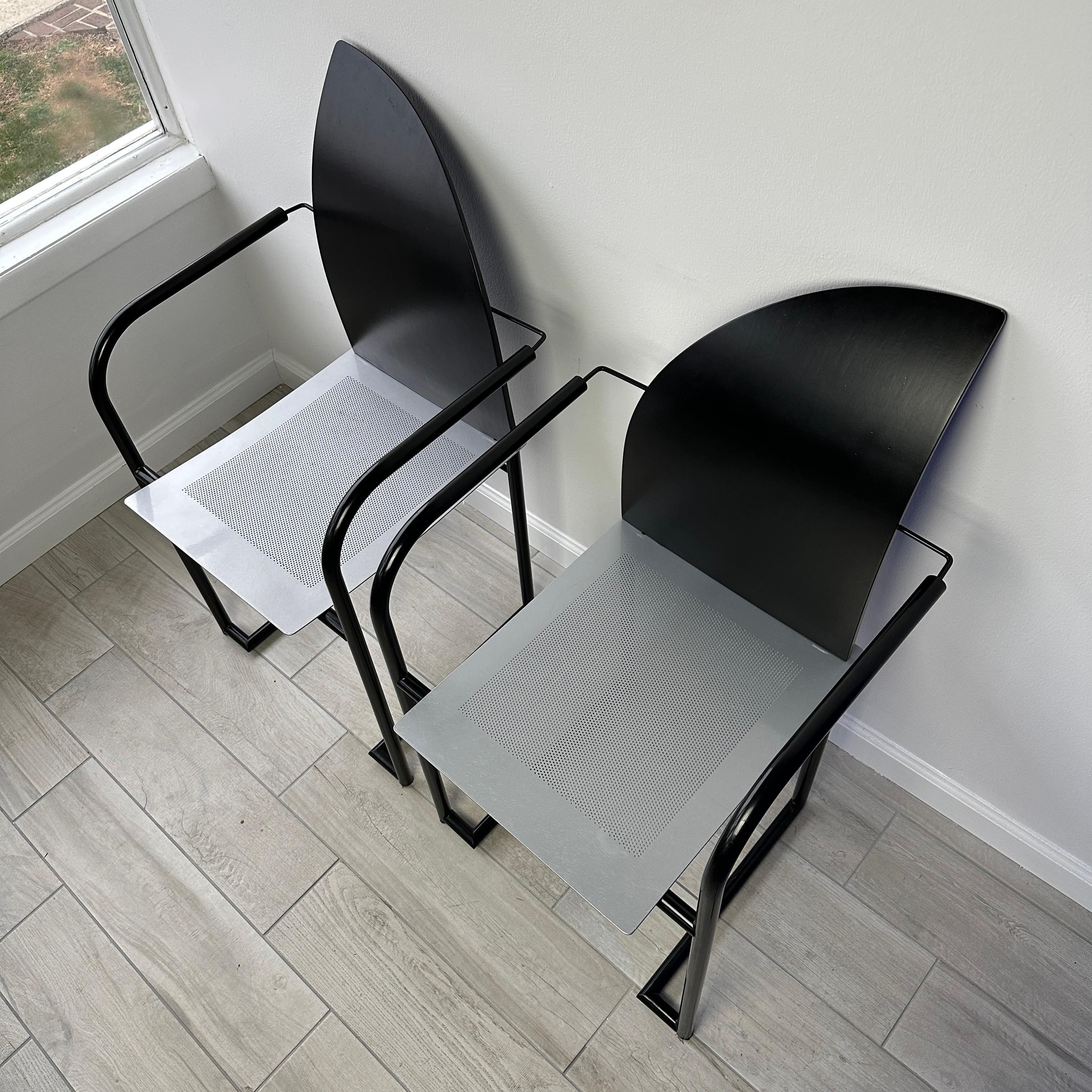 Postmodern 1980s Steel and Wood Side Chairs 5