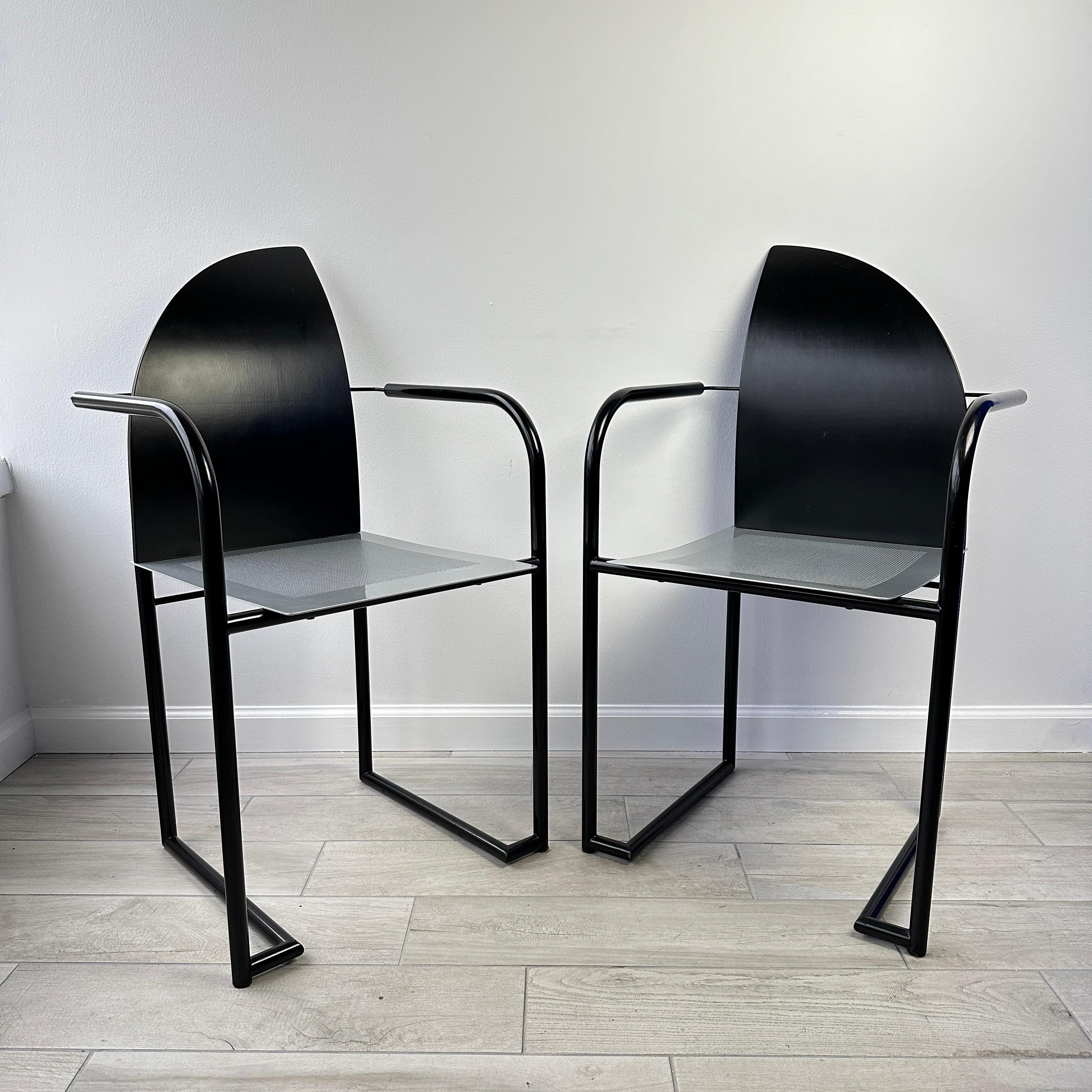 Postmodern 1980s Steel and Wood Side Chairs 8