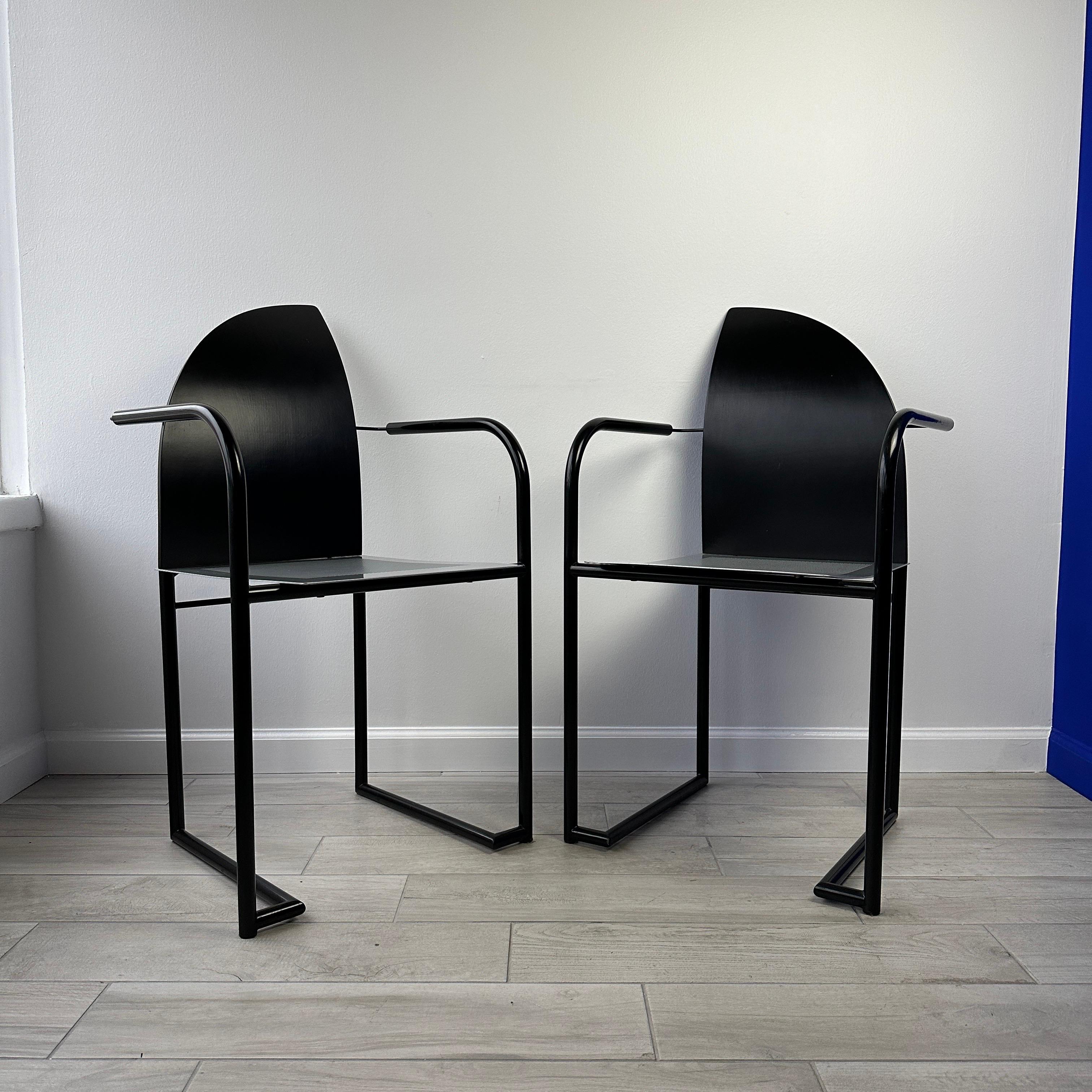 Postmodern 1980s Steel and Wood Side Chairs 9