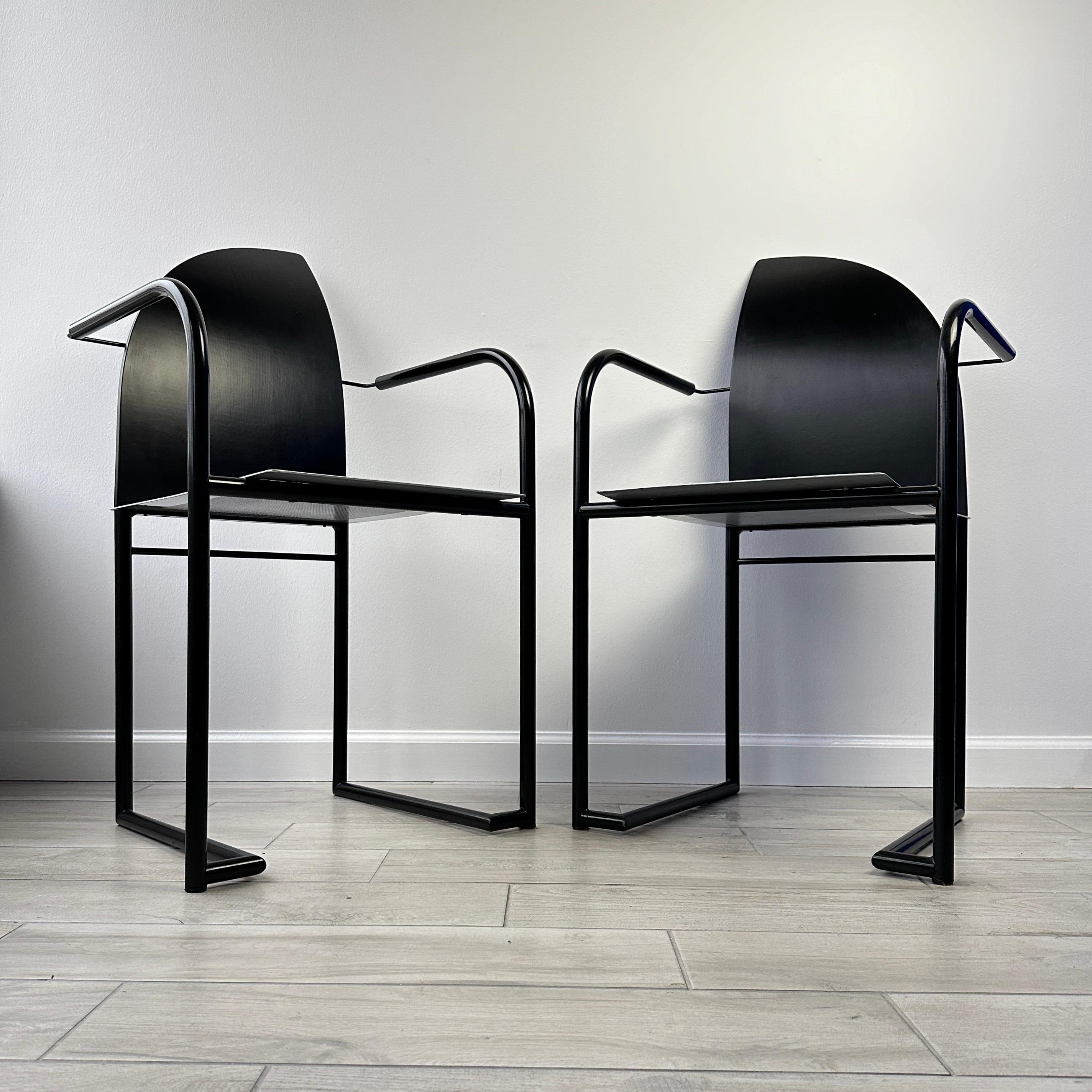 Postmodern 1980s Steel and Wood Side Chairs 10