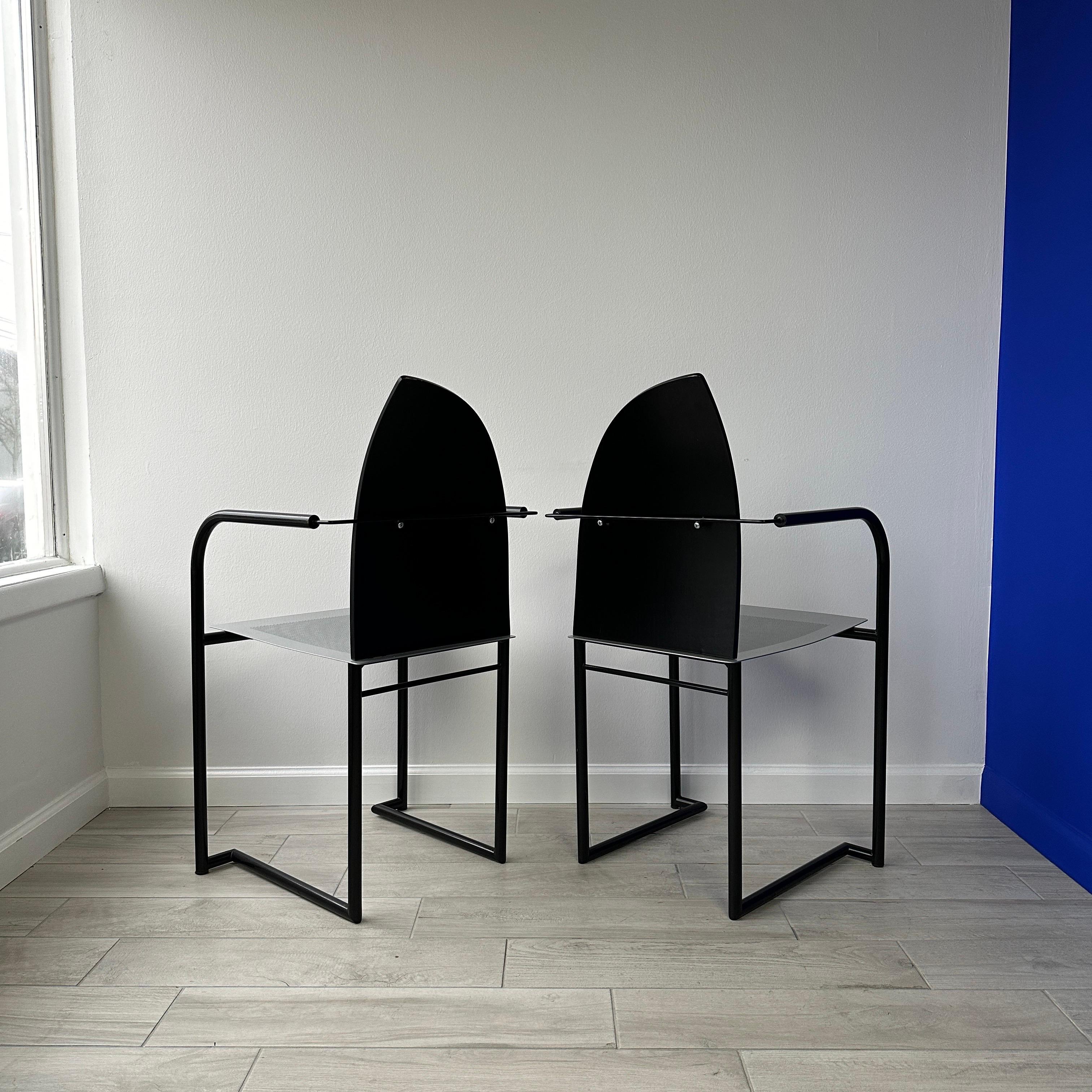 Late 20th Century Postmodern 1980s Steel and Wood Side Chairs