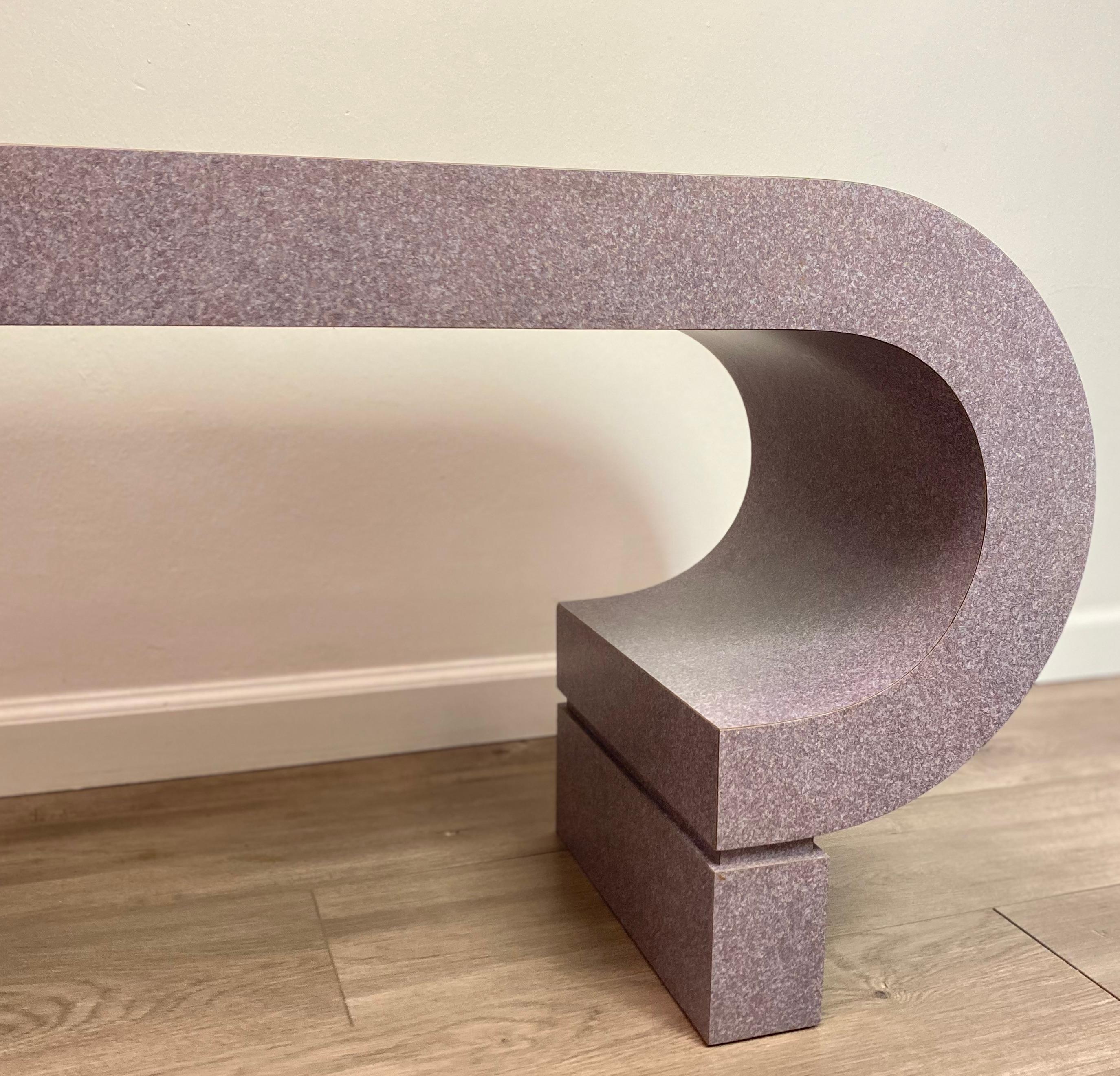 Post-Modern Postmodern 1980s Waterfall Scroll Table Bench in Purple   For Sale