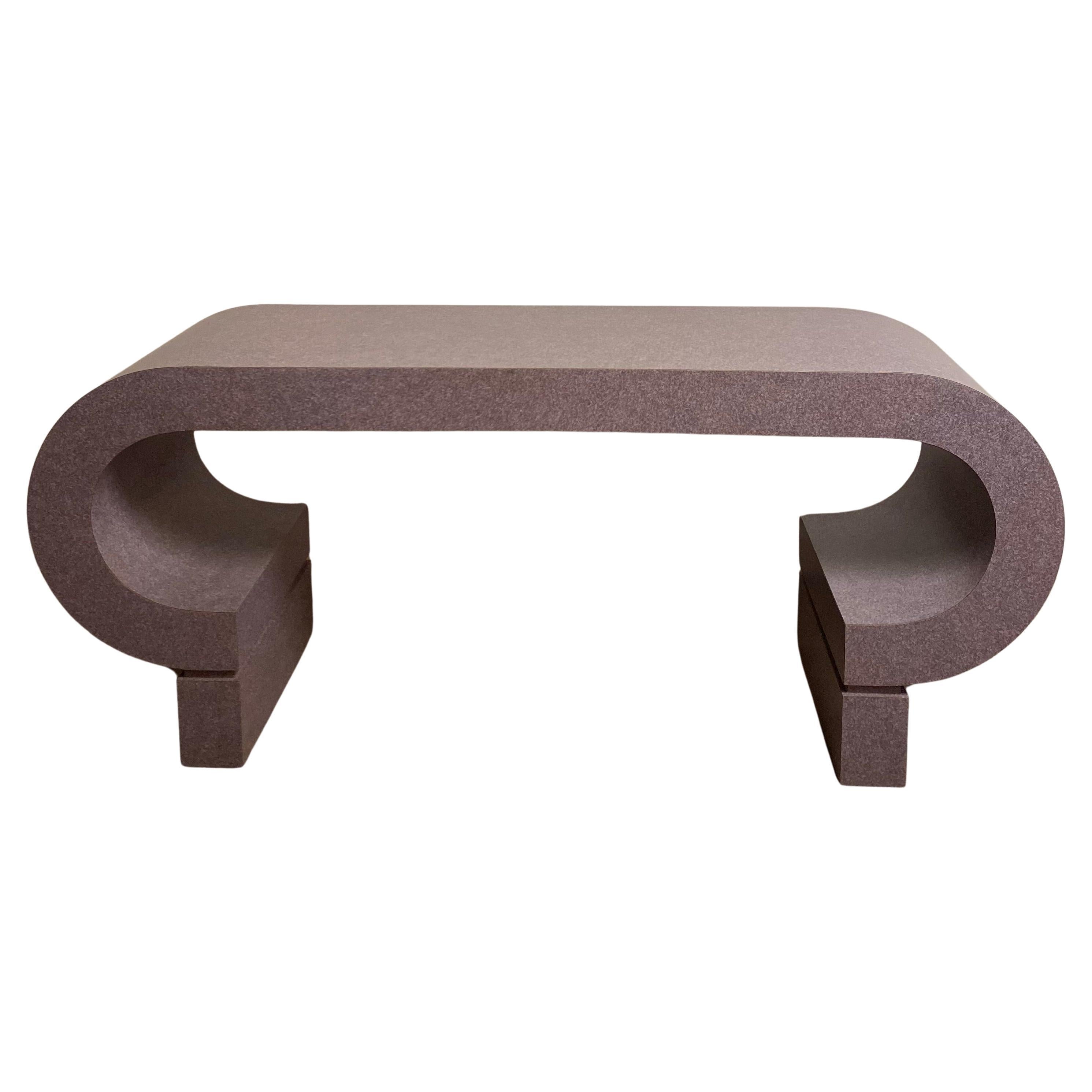 Postmodern 1980s Waterfall Scroll Table Bench in Purple   For Sale