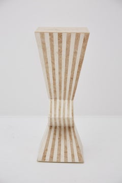 Postmodern 36 in. Zig Zag Striped Tessellated Stone Pedestal, 1990s