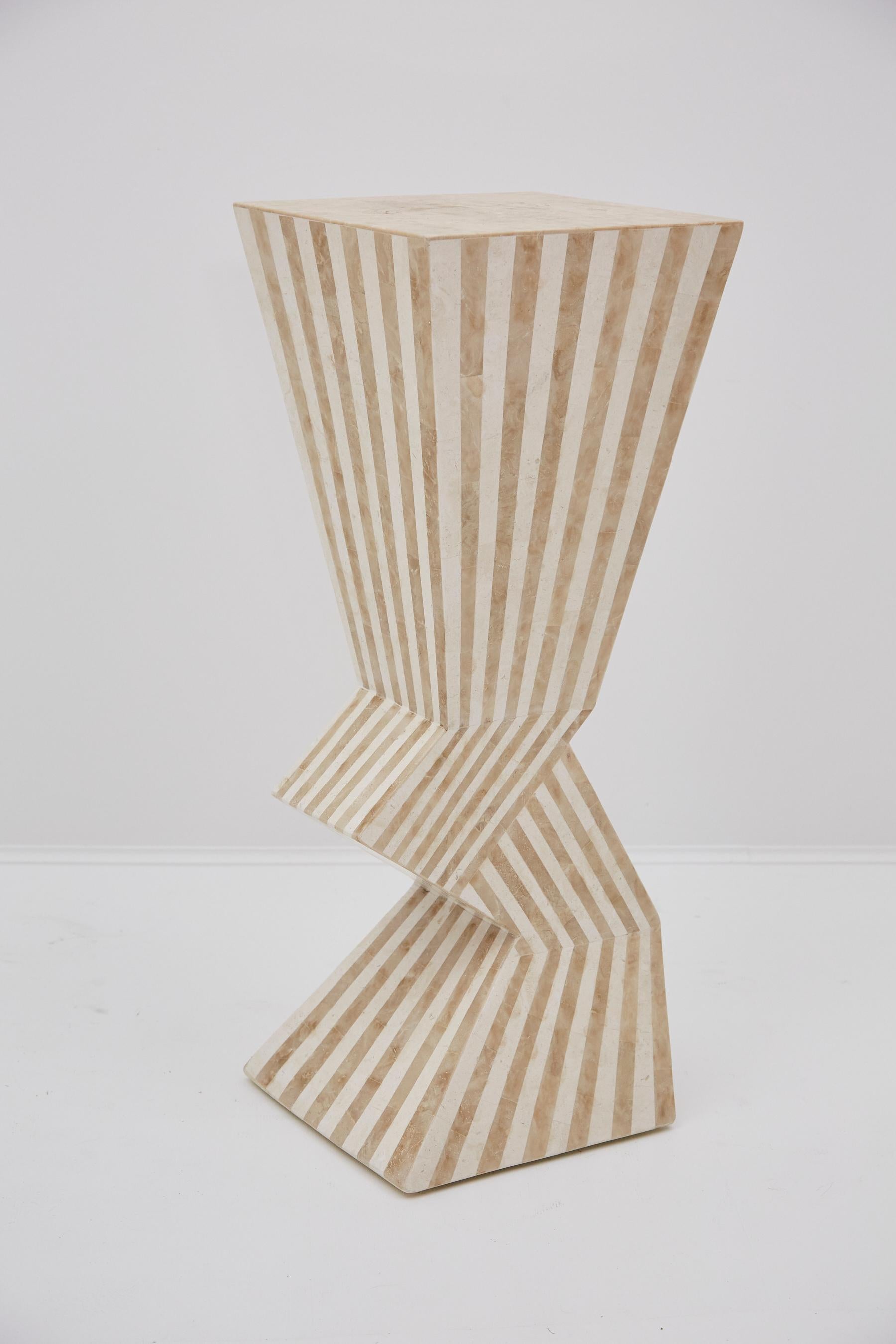 Post-Modern Postmodern 36 in. Zig Zag Striped Tessellated Stone Pedestal, 1990s