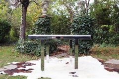 Postmodern 80s Milo Baughman Chrome + Glass Extendable Dining Table / Desk table