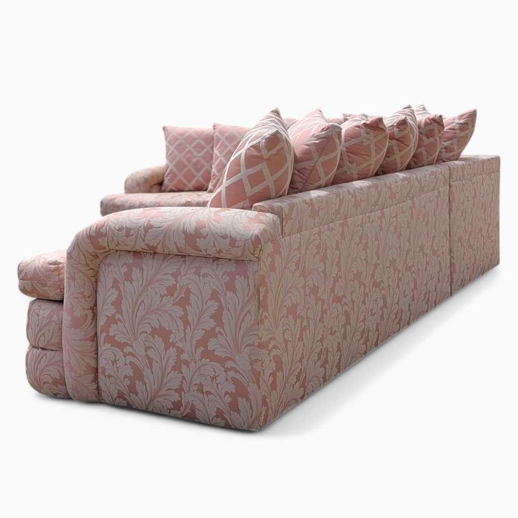 Divano componibile postmoderno anni '80, tappezzeria floreale rosa, USA, c.C. in vendita 7