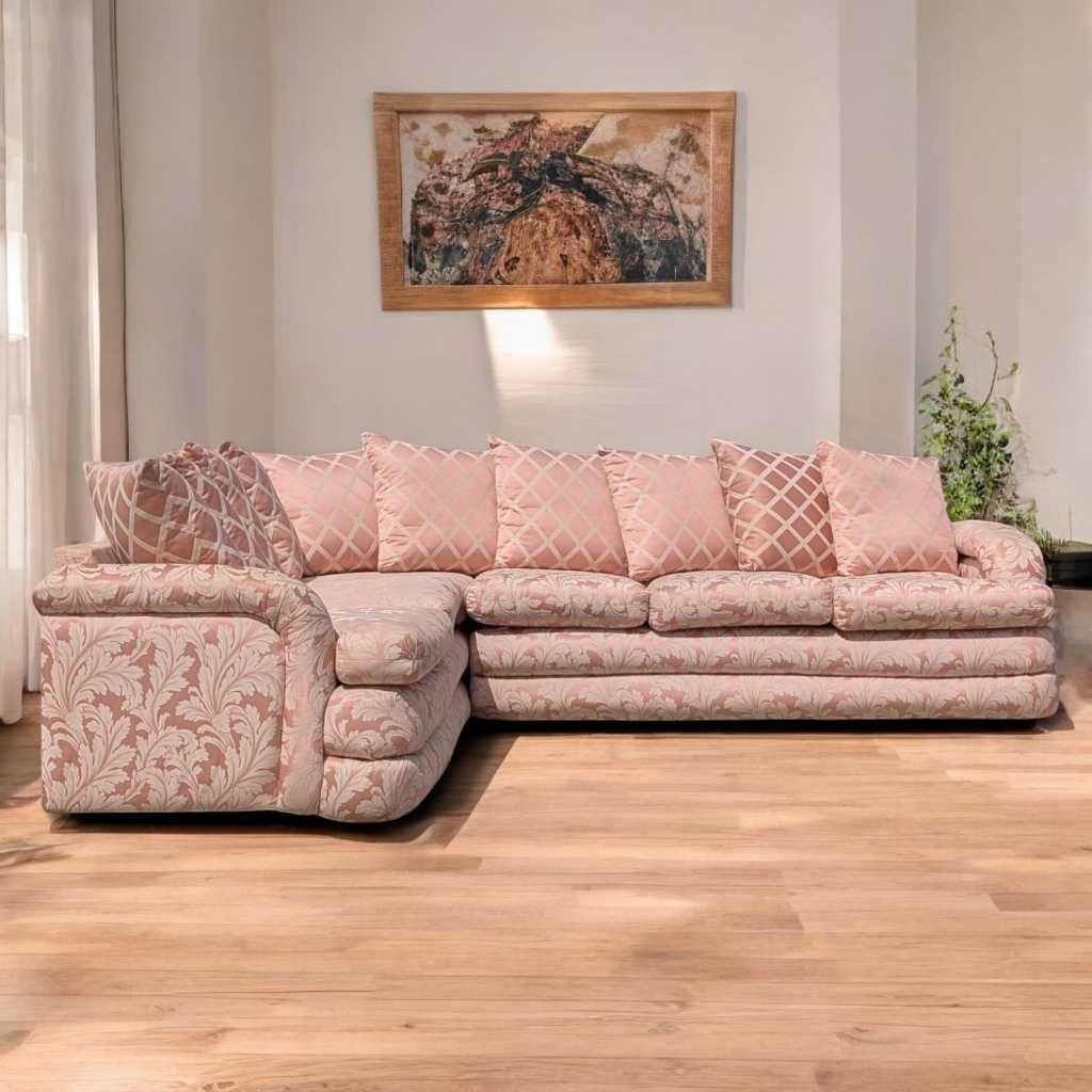 Divano componibile postmoderno anni '80, tappezzeria floreale rosa, USA, c.C. in vendita 9