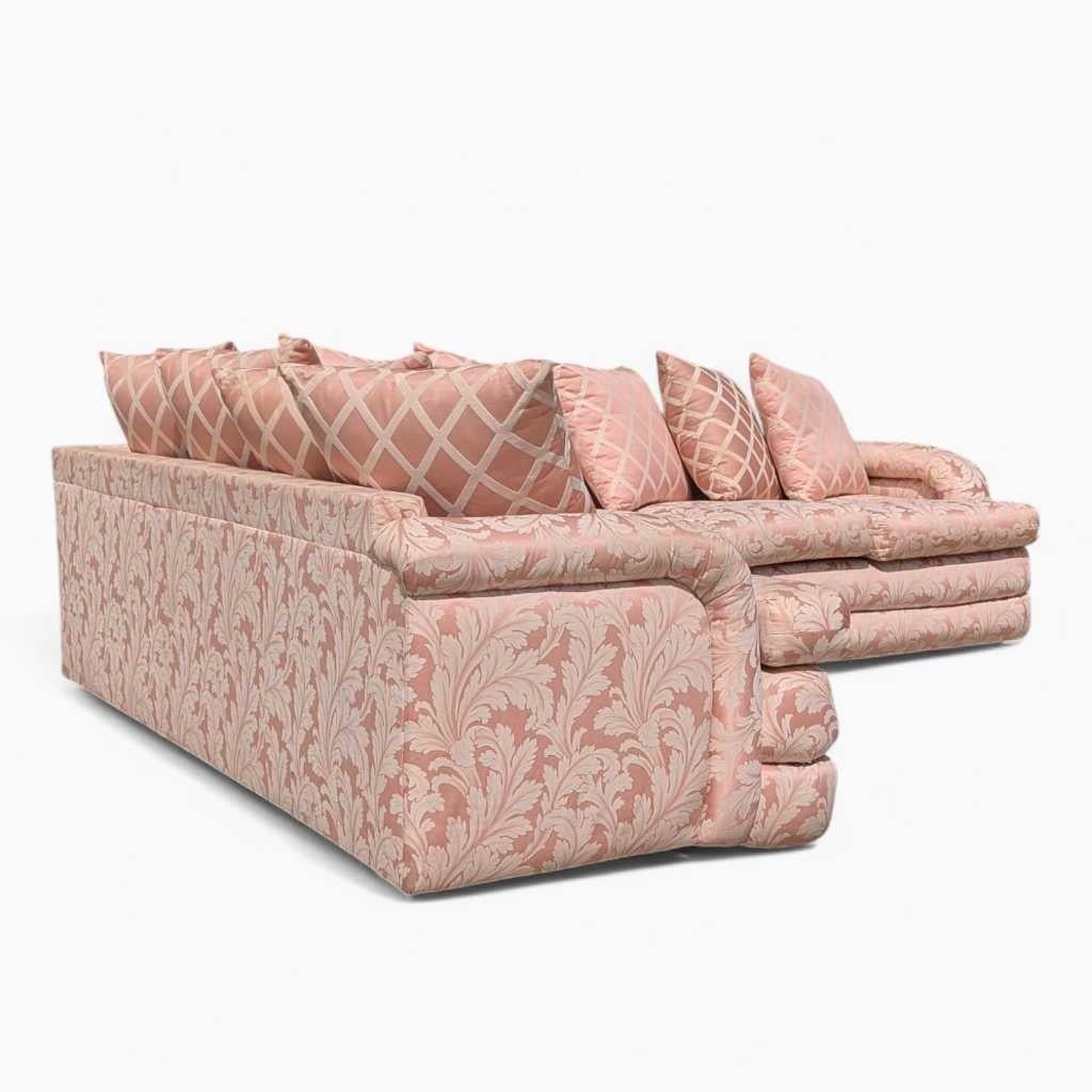 Divano componibile postmoderno anni '80, tappezzeria floreale rosa, USA, c.C. in vendita 11