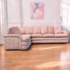 Postmodern 80s Sectional Sofa, Pink Floral Upholstery, USA, c. 1980s