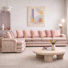 Postmodern 80s Sectional Sofa, Pink Floral Upholstery, USA, c. 1980s