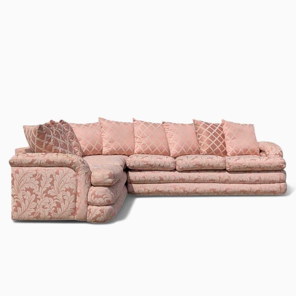 Americano Divano componibile postmoderno anni '80, tappezzeria floreale rosa, USA, c.C. in vendita