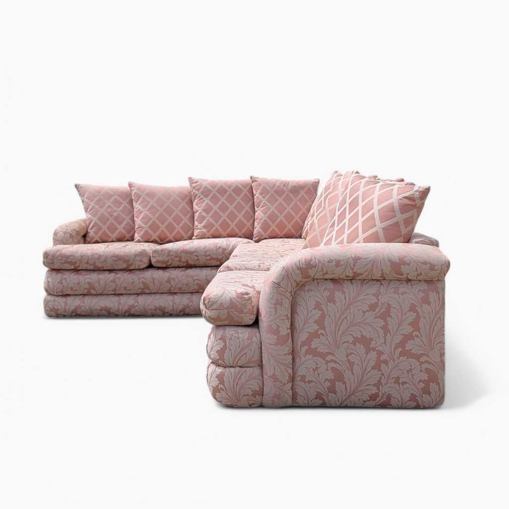 Tappezzeria Divano componibile postmoderno anni '80, tappezzeria floreale rosa, USA, c.C. in vendita