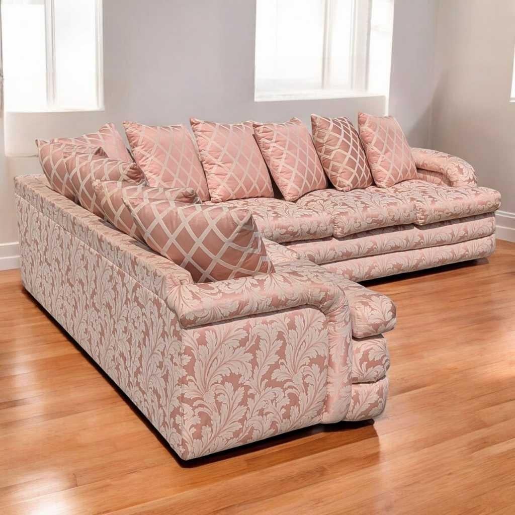 Divano componibile postmoderno anni '80, tappezzeria floreale rosa, USA, c.C. in vendita 2