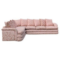 Canapé sectionnel postmoderne des années 80, tapisserie florale rose, A.I.C., c. 1980