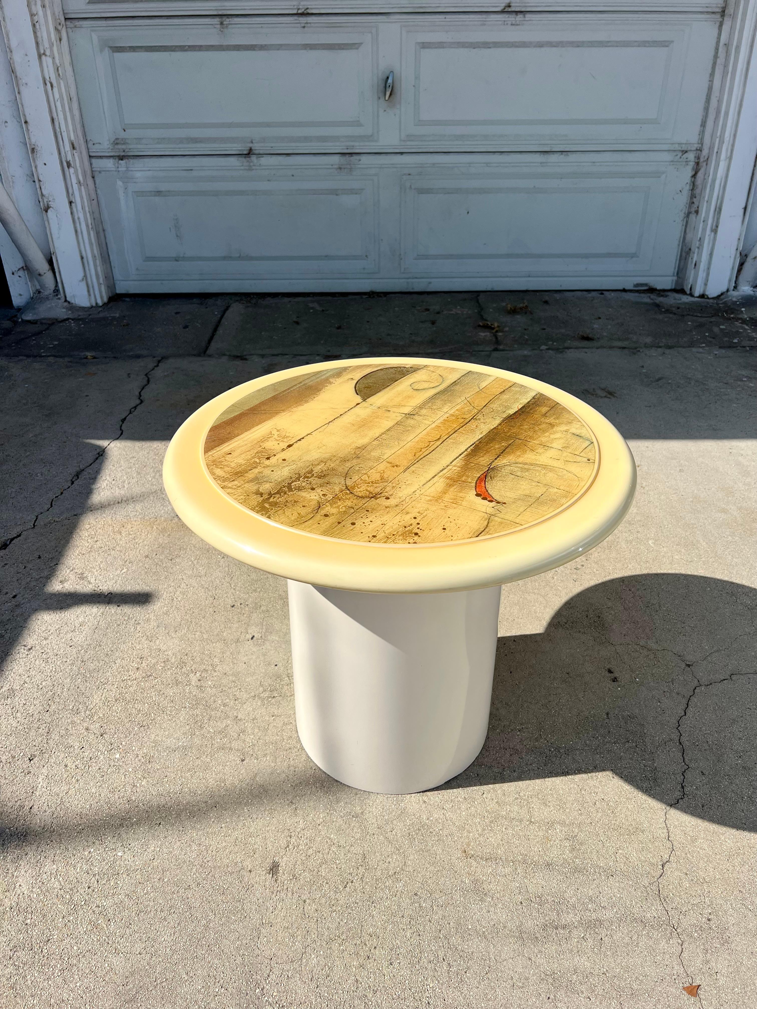 Postmodern Abstract Art Mushroom Side Table In Good Condition In Los Angeles, CA
