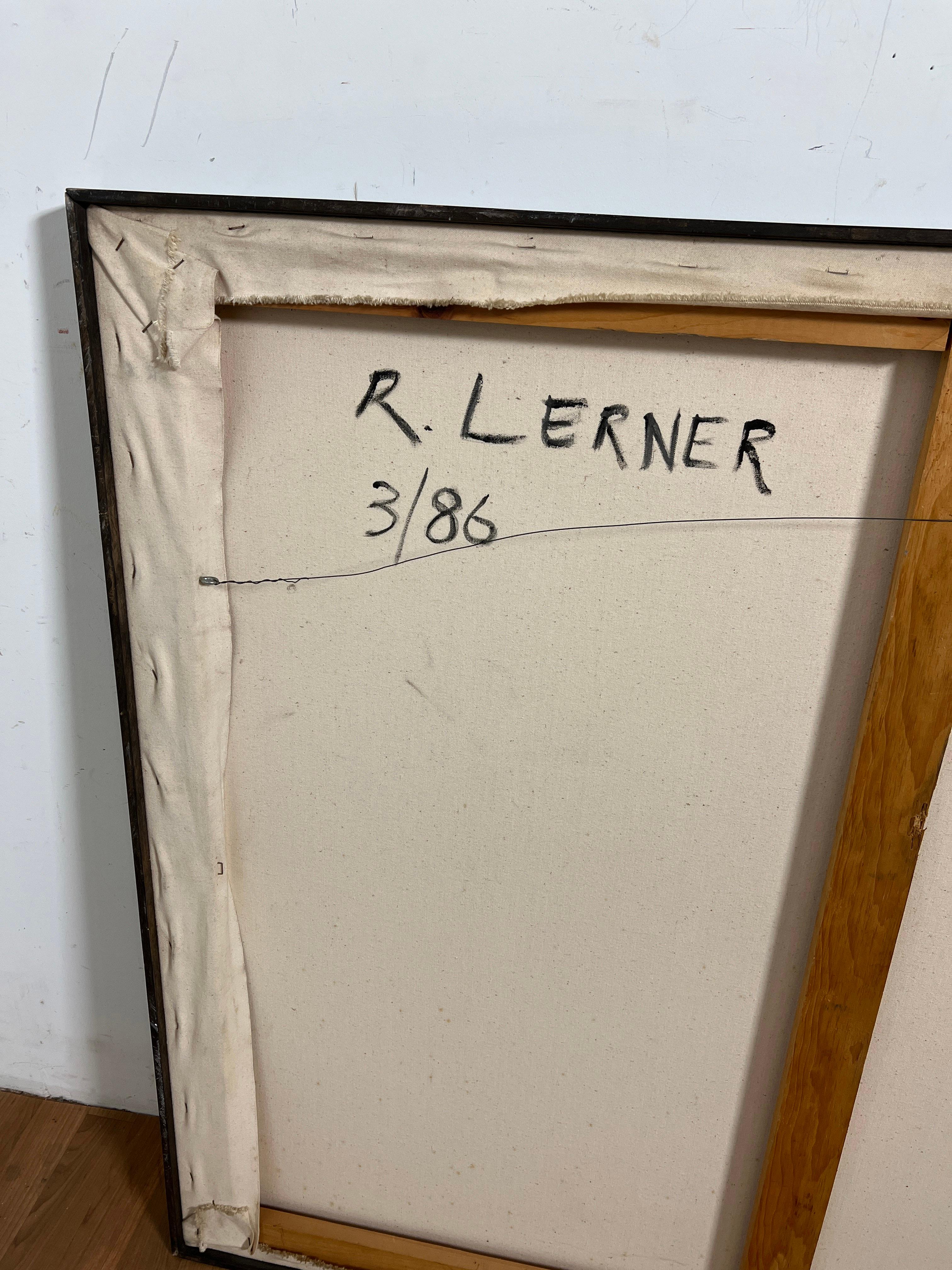 Toile abstraite postmoderne signée R. Lerner, datée de 1986 en vente 3