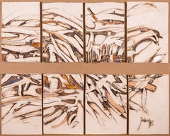 Postmodern Abstract Expressionist Vintage Textured Tile Art Signed 1985 Framed
