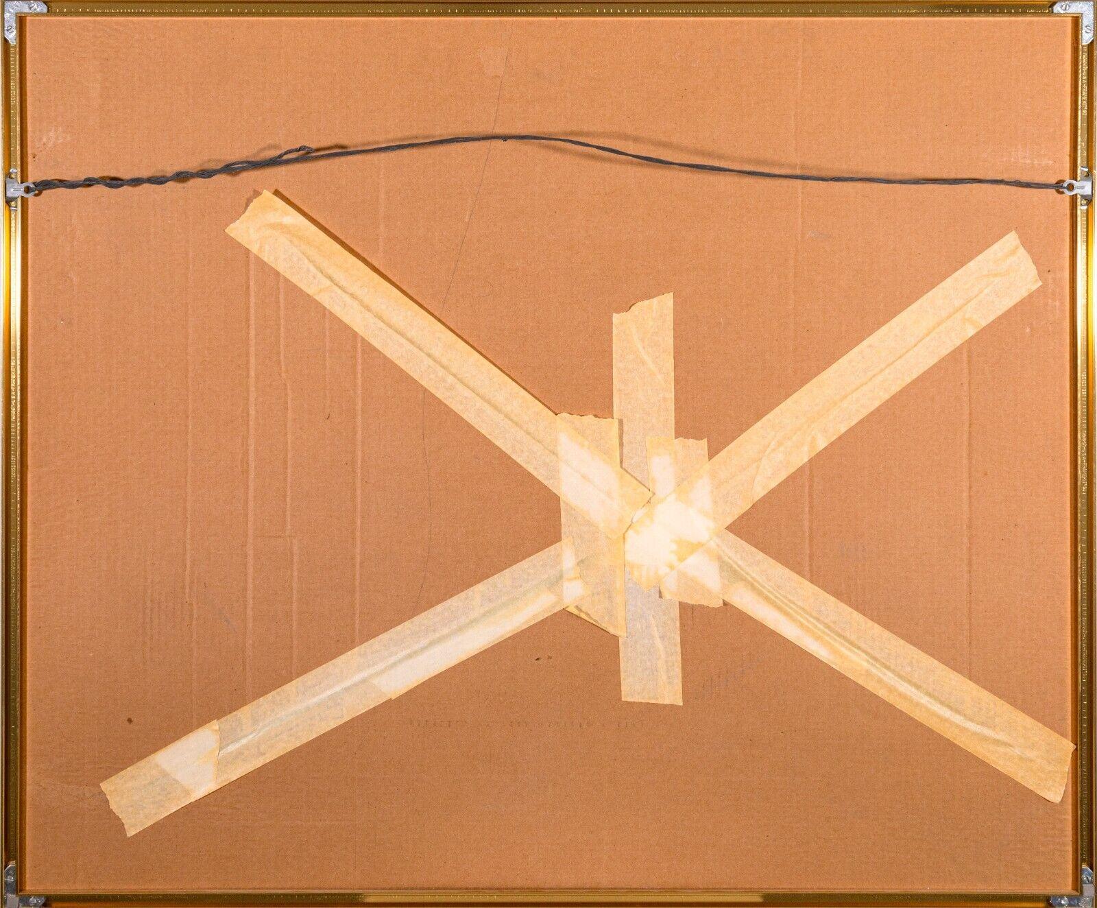 Postmoderne abstrakte expressionistische Vintage-Kunst mit strukturierten Kacheln, signiert 1985, gerahmt im Angebot 4