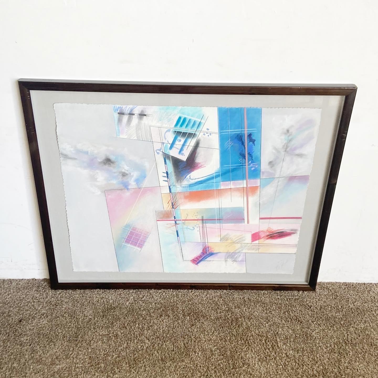 American Postmodern Abstract Framed and Signed Artwork by B. Fenton 1986 For Sale