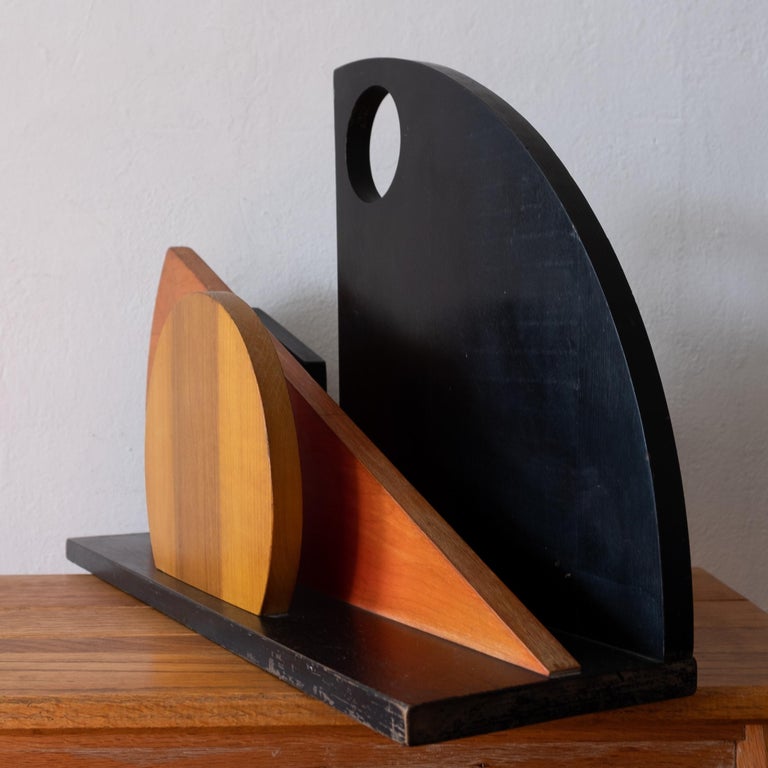 Postmodern Abstract Geometric Wood Sculpture For Sale 6