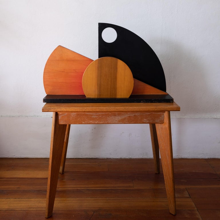 Post-Modern Postmodern Abstract Geometric Wood Sculpture For Sale