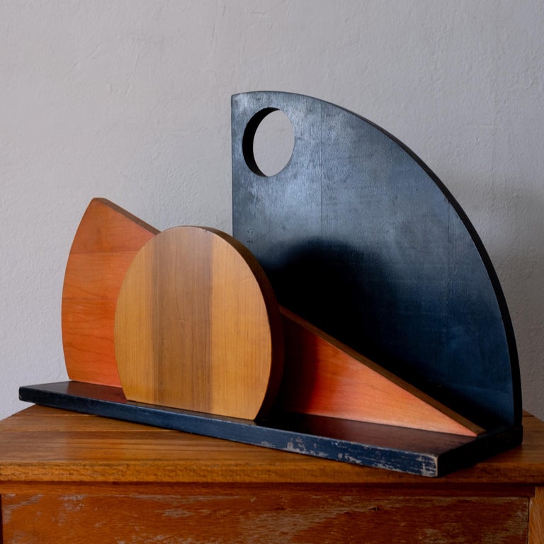 Unknown Postmodern Abstract Geometric Wood Sculpture For Sale