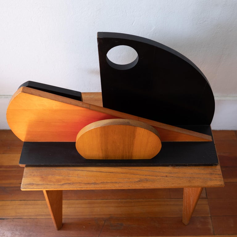 Postmodern Abstract Geometric Wood Sculpture In Good Condition For Sale In San Diego, CA