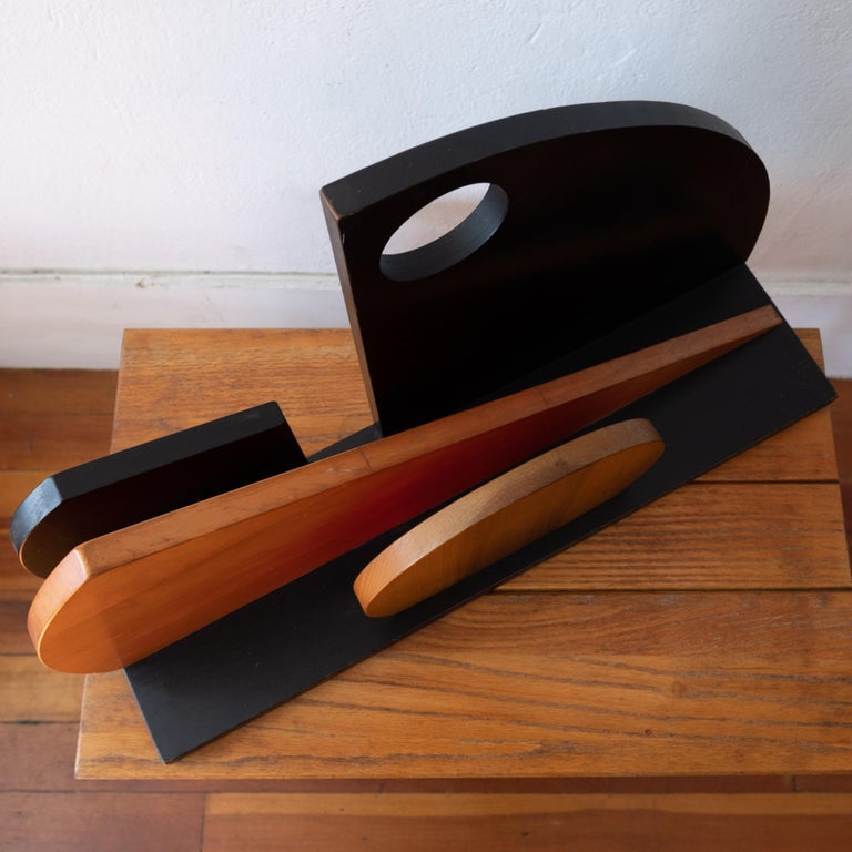 Late 20th Century Postmodern Abstract Geometric Wood Sculpture For Sale