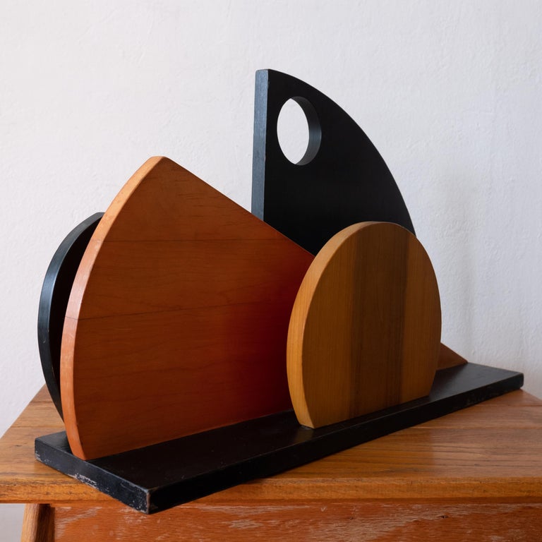 Postmodern Abstract Geometric Wood Sculpture For Sale 2