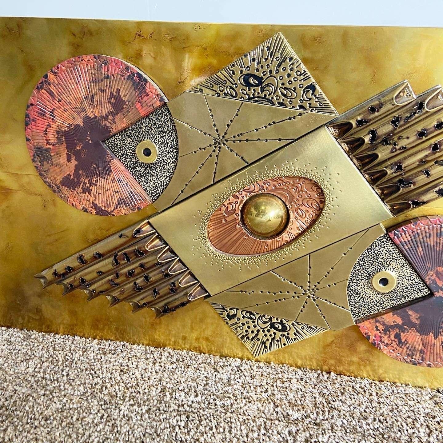 American Postmodern Abstract Rectangular Copper, Gold and Brass Metal Art For Sale