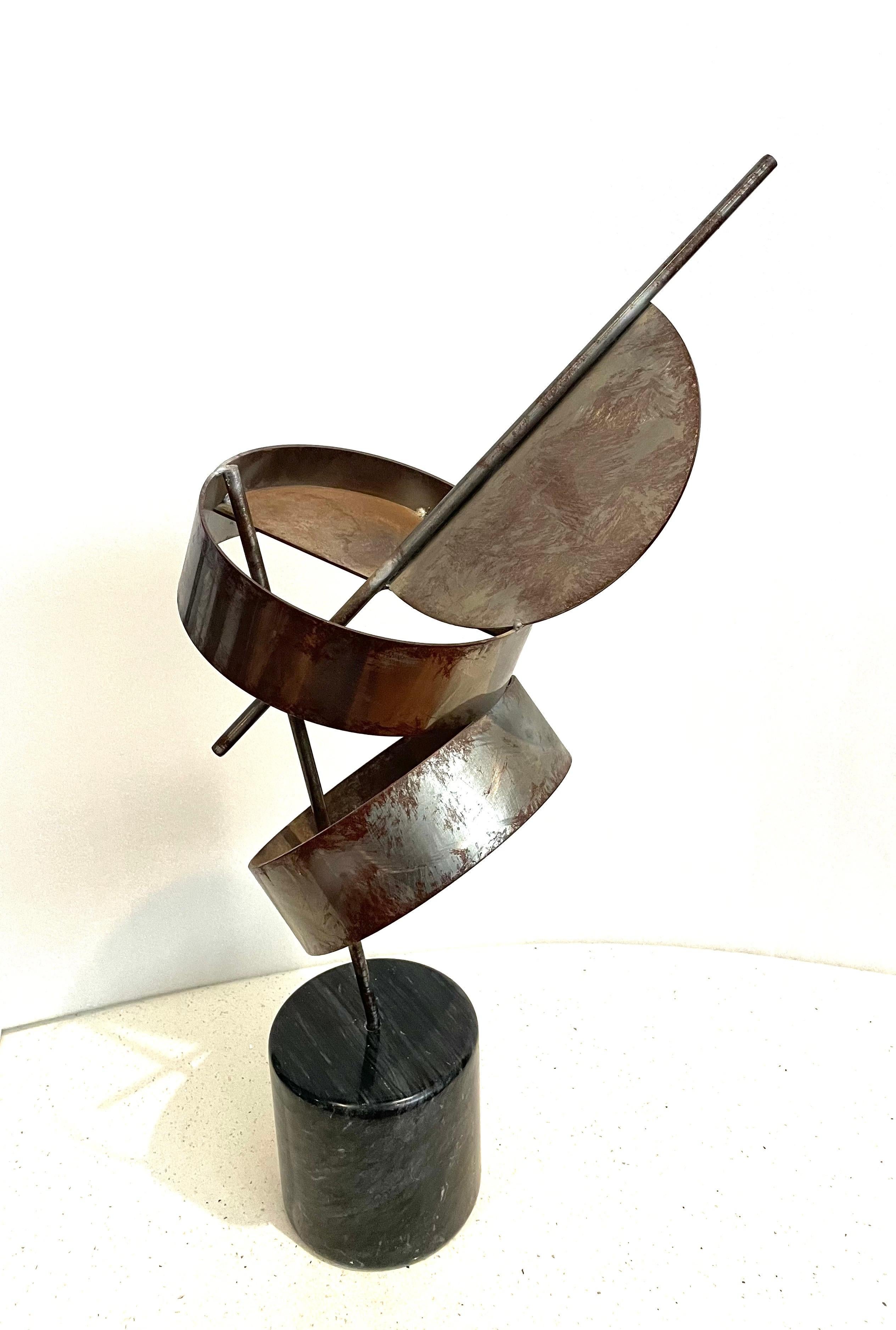 Post-Modern Postmodern Abstract Scupture by Curtis Jere Signed & Dated Marble & Steel For Sale