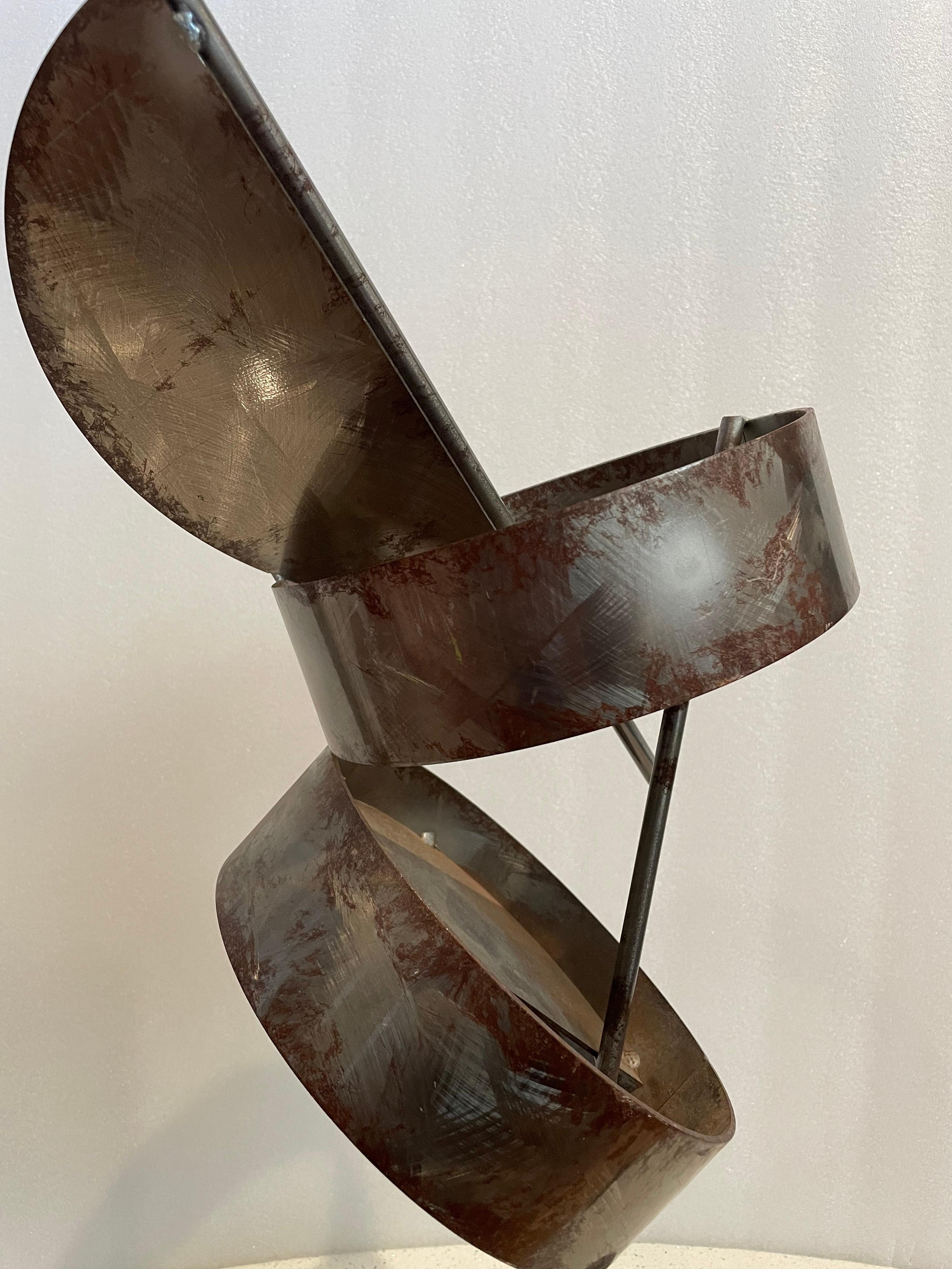 Postmodern Abstract Scupture by Curtis Jere Signed & Dated Marble & Steel In Good Condition For Sale In San Diego, CA