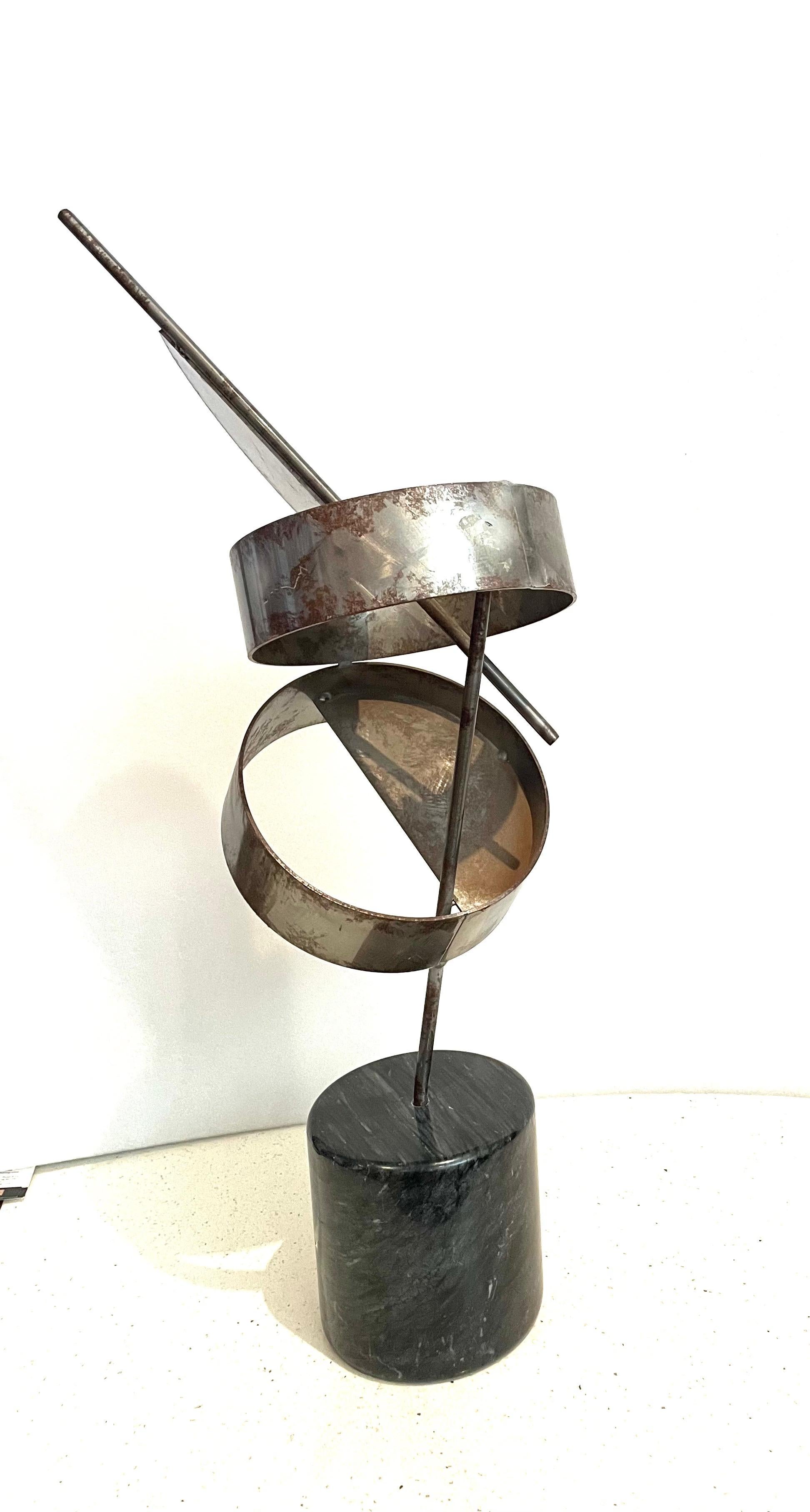 Postmodern Abstract Scupture by Curtis Jere Signed & Dated Marble & Steel For Sale 1