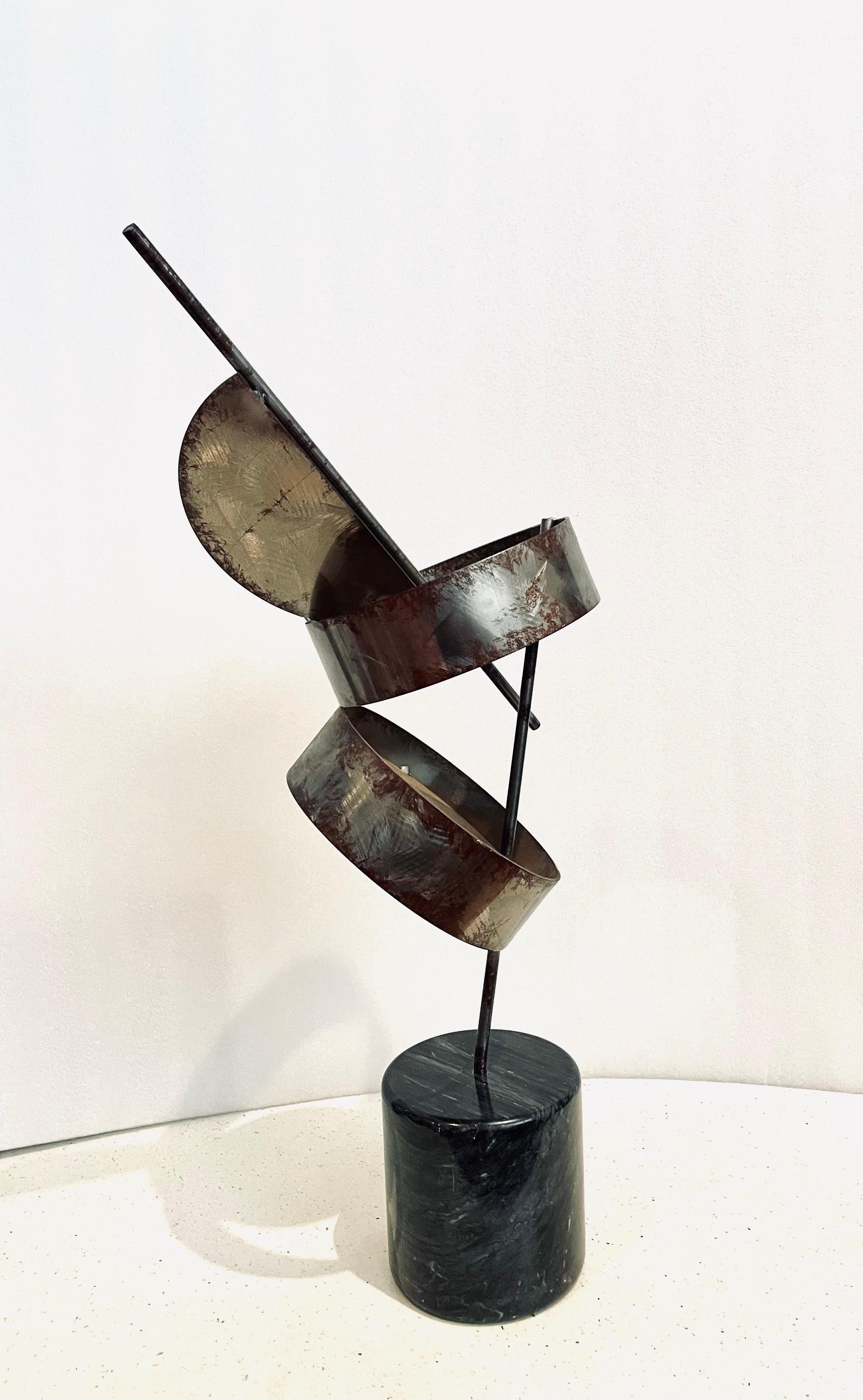 Postmodern Abstract Scupture by Curtis Jere Signed & Dated Marble & Steel For Sale 2