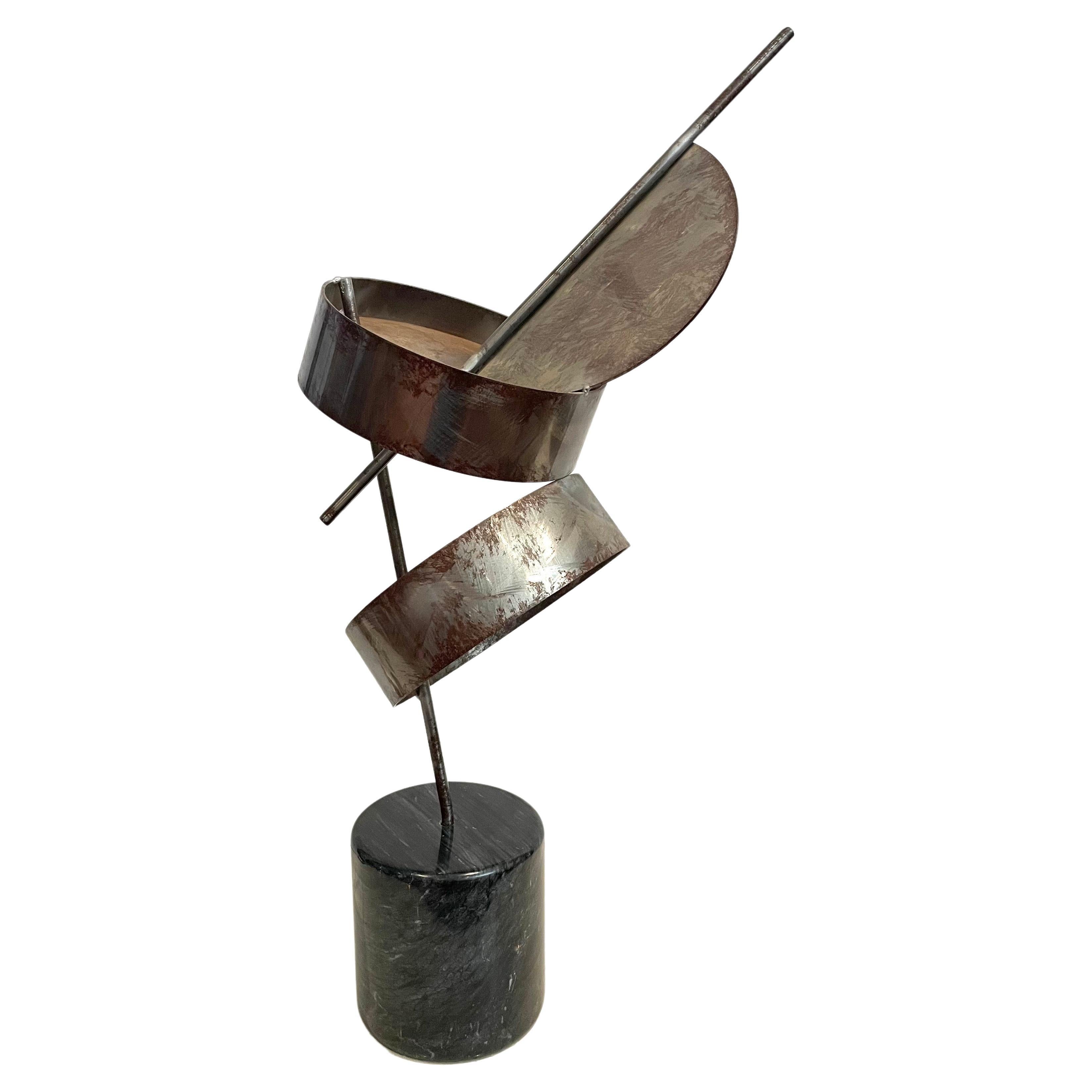 Postmodern Abstract Scupture by Curtis Jere Signed & Dated Marble & Steel For Sale