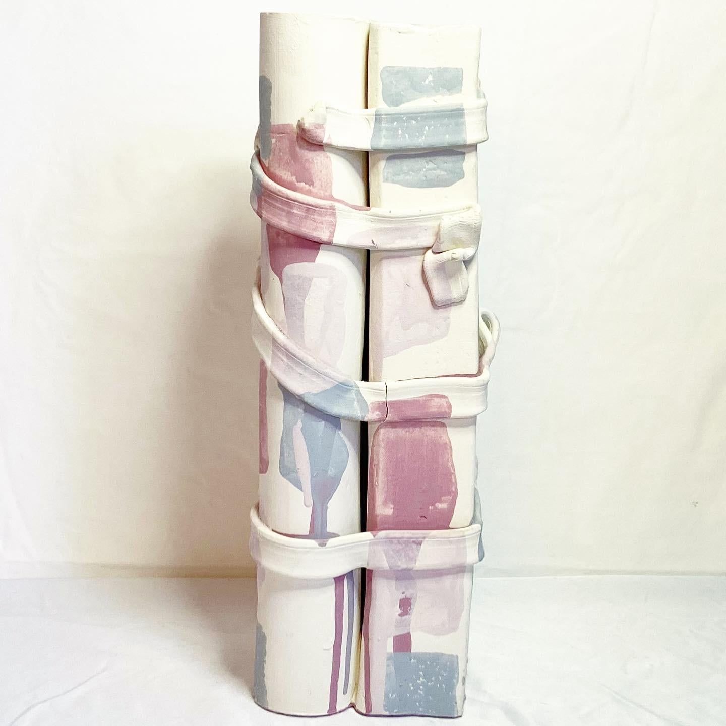 Post-Modern Postmodern Abstract Triple Column Pillar Vase For Sale