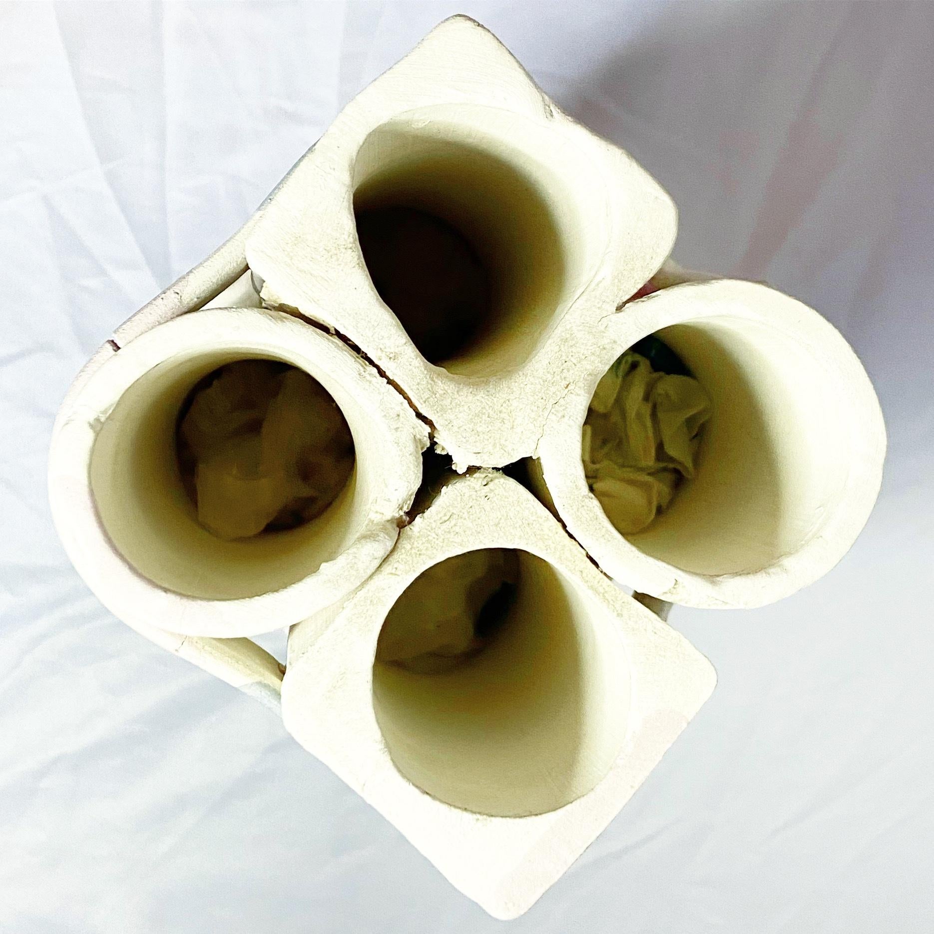 Postmodern Abstract Triple Column Pillar Vase In Good Condition For Sale In Delray Beach, FL