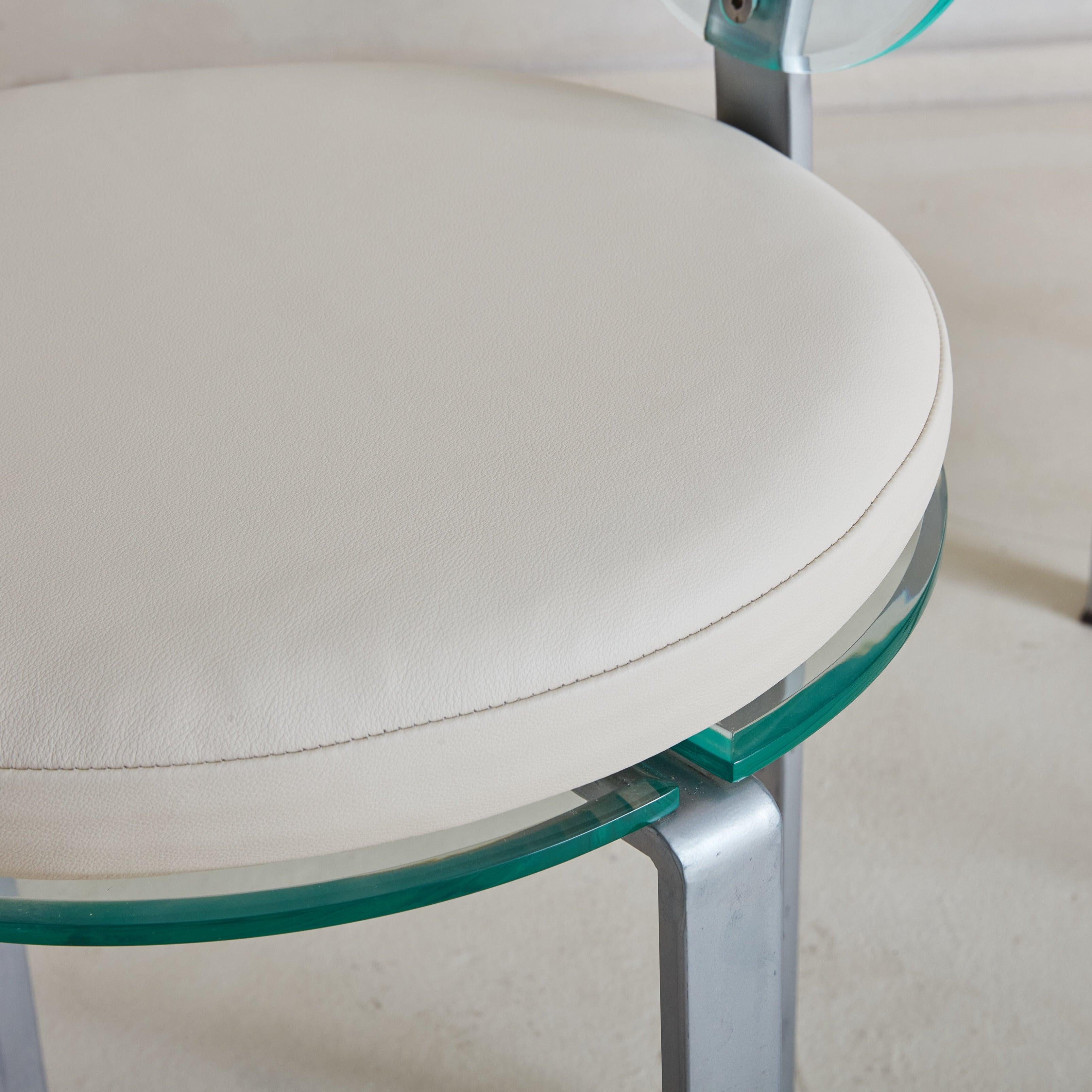 Postmodern Acrylic Dining or Accent Chair with Leather Cushion, France 1980s In Good Condition For Sale In Chicago, IL